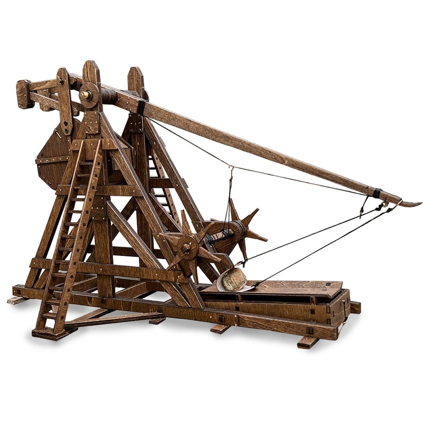 YAQUMW MINI Counterweight Trebuchet – Wooden DIY Tabletop Model Kit for Adults | Medieval Siege Puzzle