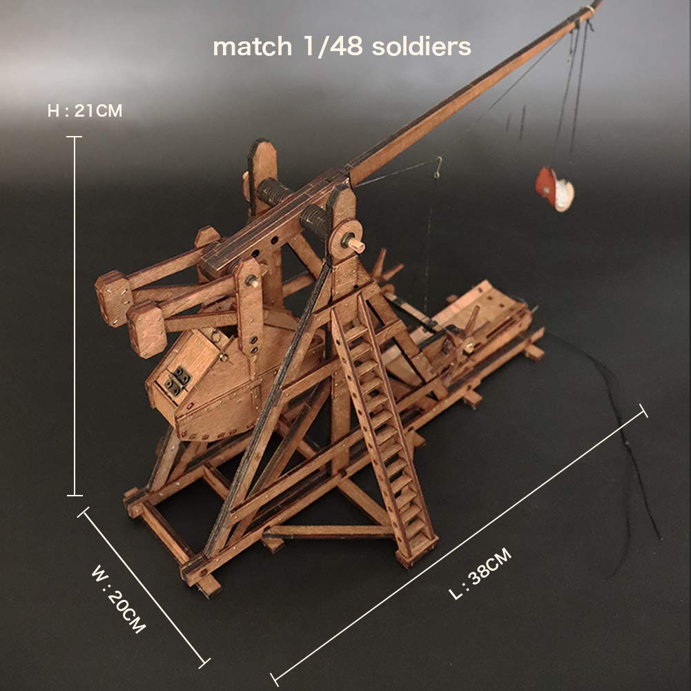 YAQUMW MINI Counterweight Trebuchet – Wooden DIY Tabletop Model Kit for Adults | Medieval Siege Puzzle