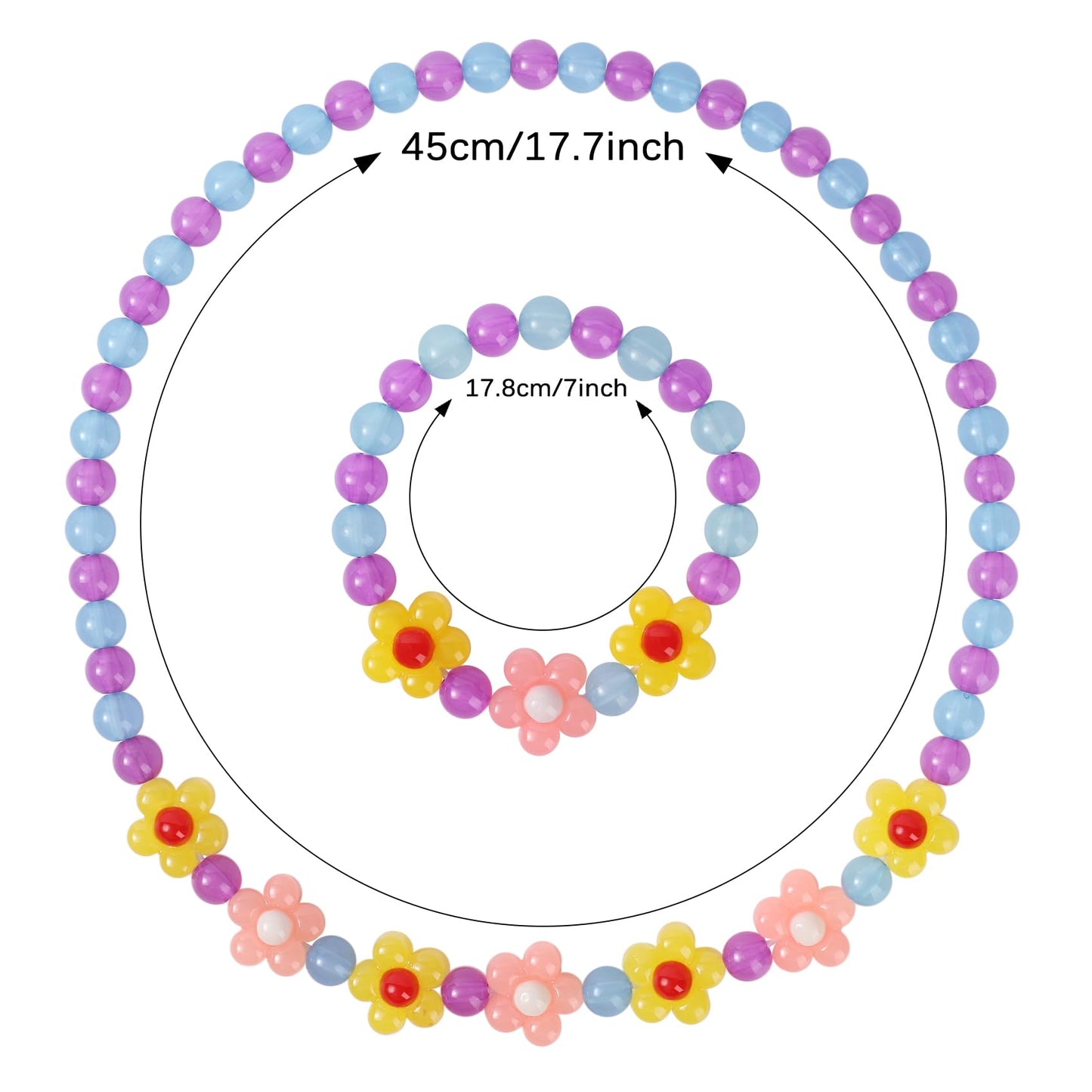 Yarkeuier Girls Jewelry Set – Flower Necklace & Bracelet for Toddlers (Yellow)