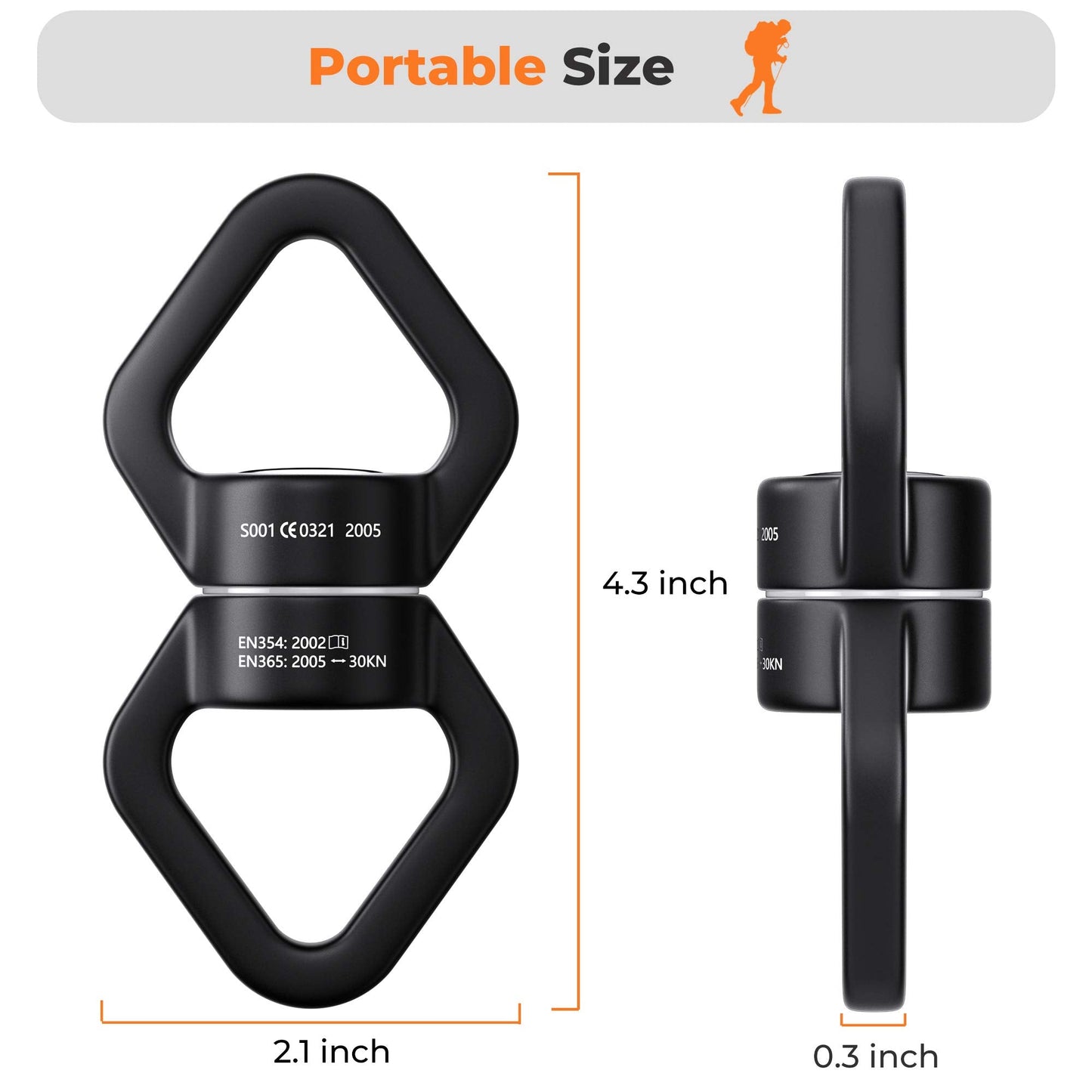 YARKOR Swing Swivel — 360° Safety Rotational Device, 30KN Capacity for Swings & Aerial Arts
