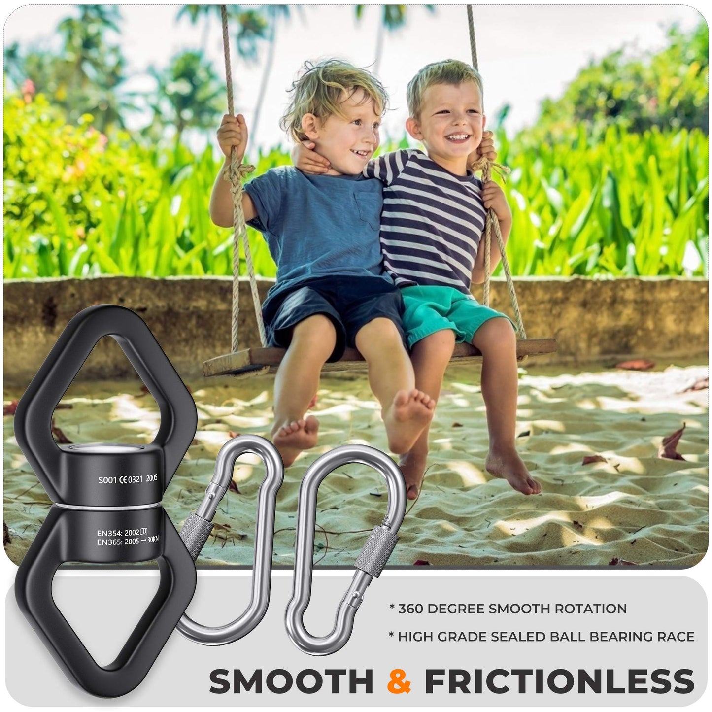 YARKOR Swing Swivel — 360° Safety Rotational Device, 30KN Capacity for Swings & Aerial Arts