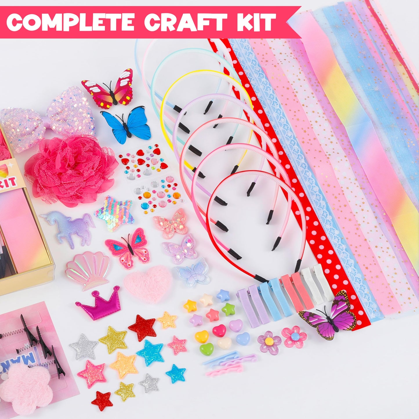 YASEST Arts and Crafts Kit for Girls – DIY Headband Making Kit with 89 Pieces | Gift for Kids Aged 5-12
