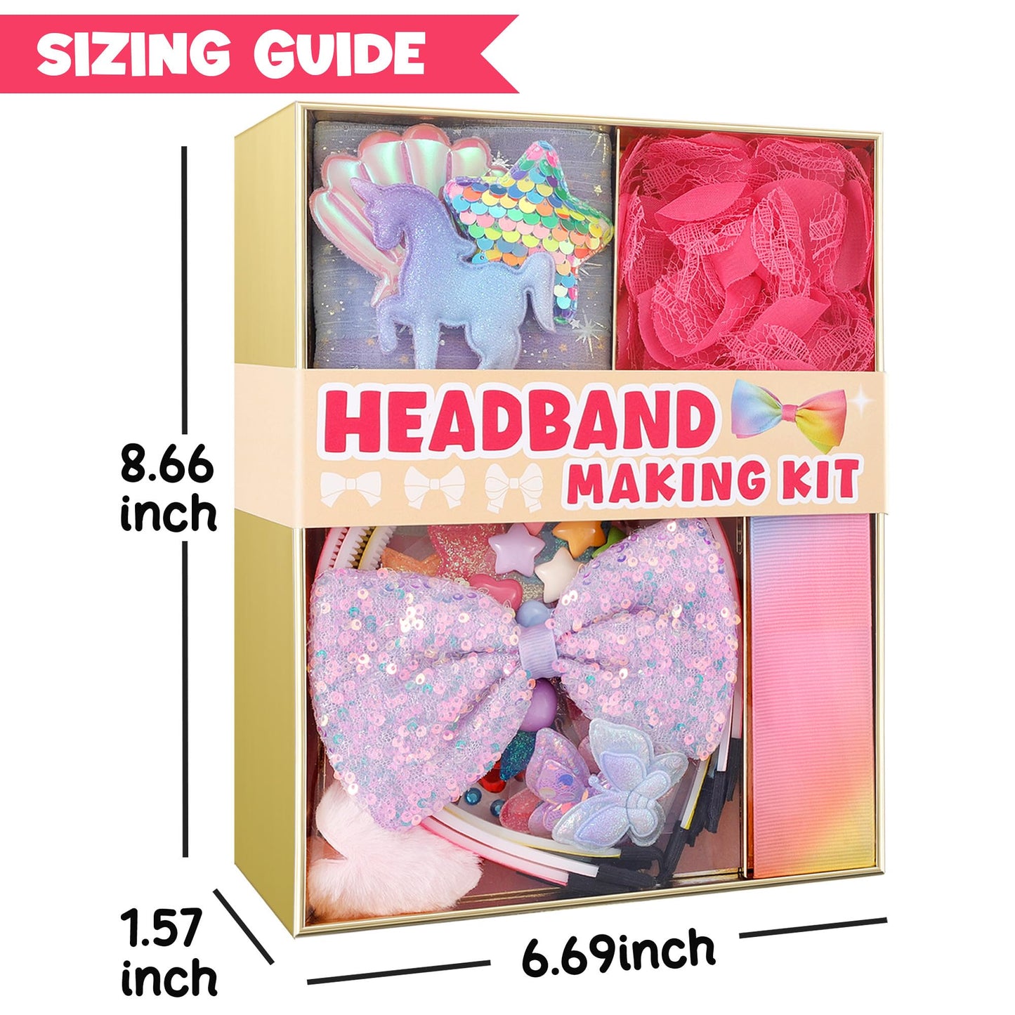 YASEST Arts and Crafts Kit for Girls – DIY Headband Making Kit with 89 Pieces | Gift for Kids Aged 5-12