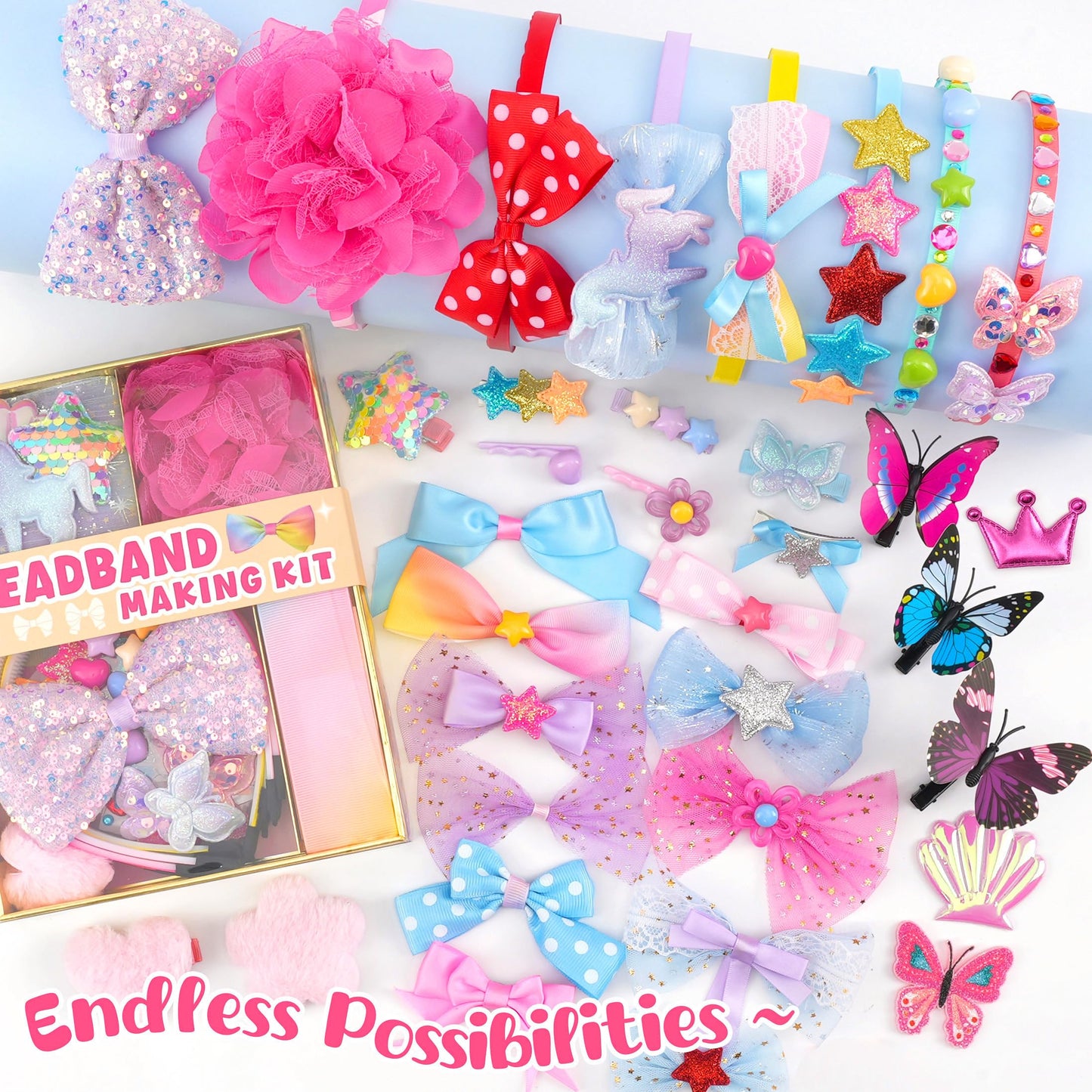 YASEST Arts and Crafts Kit for Girls – DIY Headband Making Kit with 89 Pieces | Gift for Kids Aged 5-12