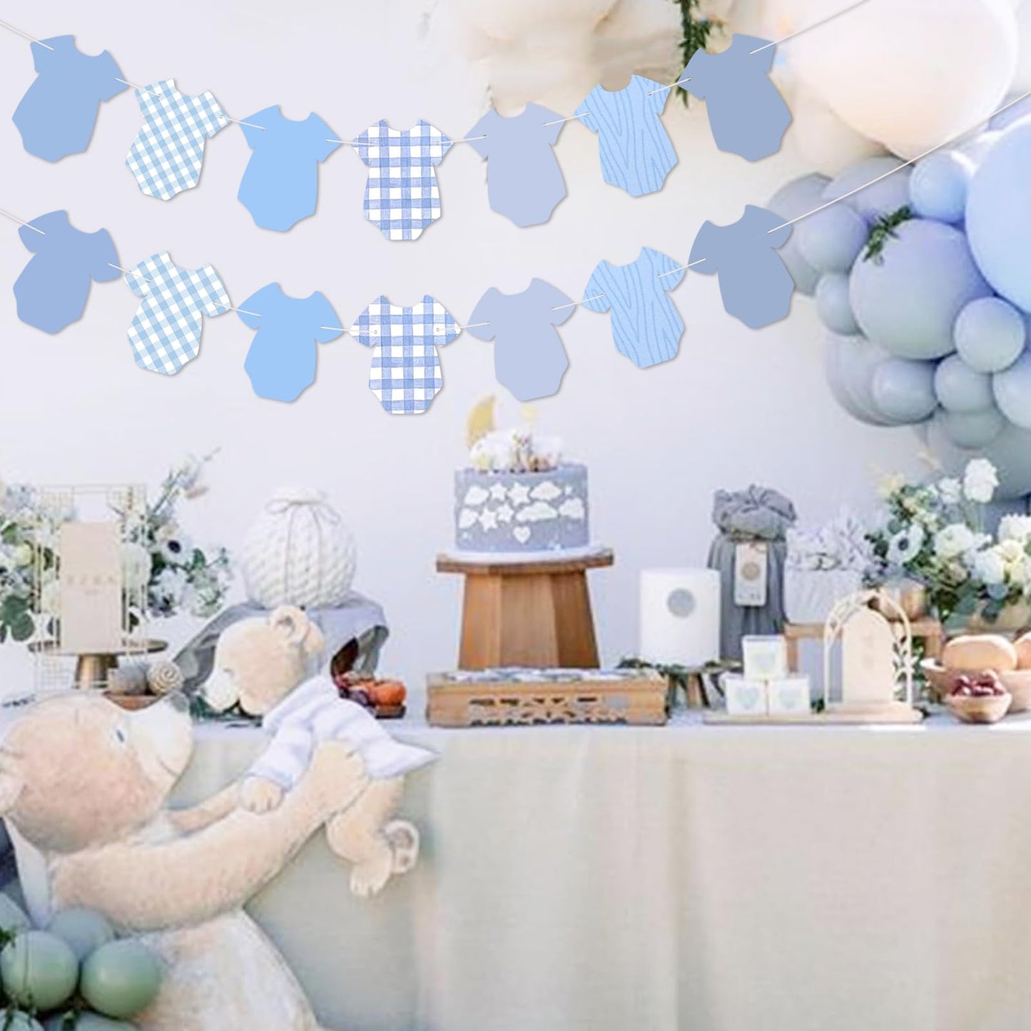 Yavxzvbw Baby Shower Banner Garland – Blue Boy Theme, 2-Piece Set