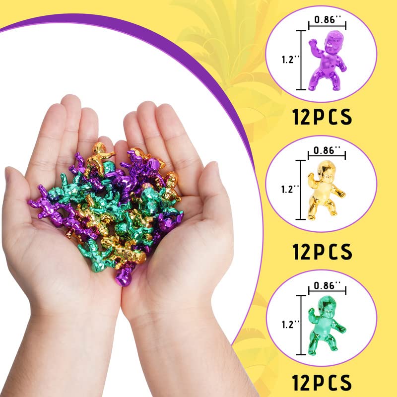 YAXINRUI King Cake Babies – 36 Mini Plastic Mardi Gras Figures for Cake, Ice Cubes & Party Fun