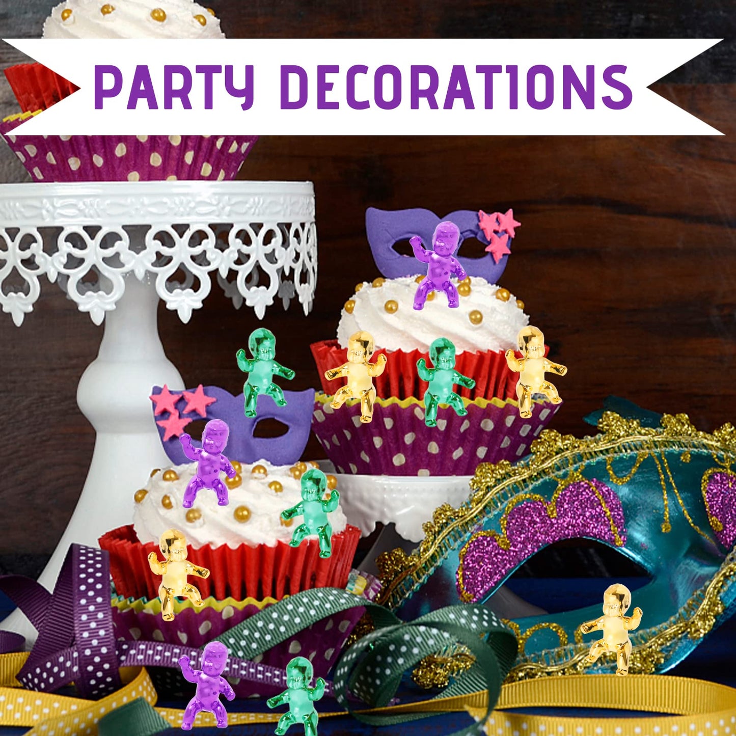 YAXINRUI King Cake Babies – 36 Mini Plastic Mardi Gras Figures for Cake, Ice Cubes & Party Fun