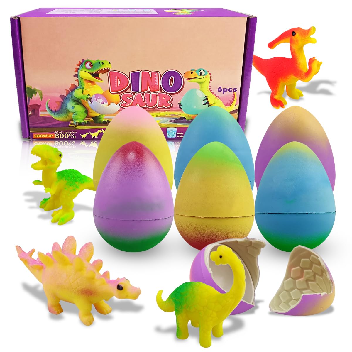 Yaxuan 6 Pack Dinosaur Hatching Surprise Eggs – Easter Toys for Kids