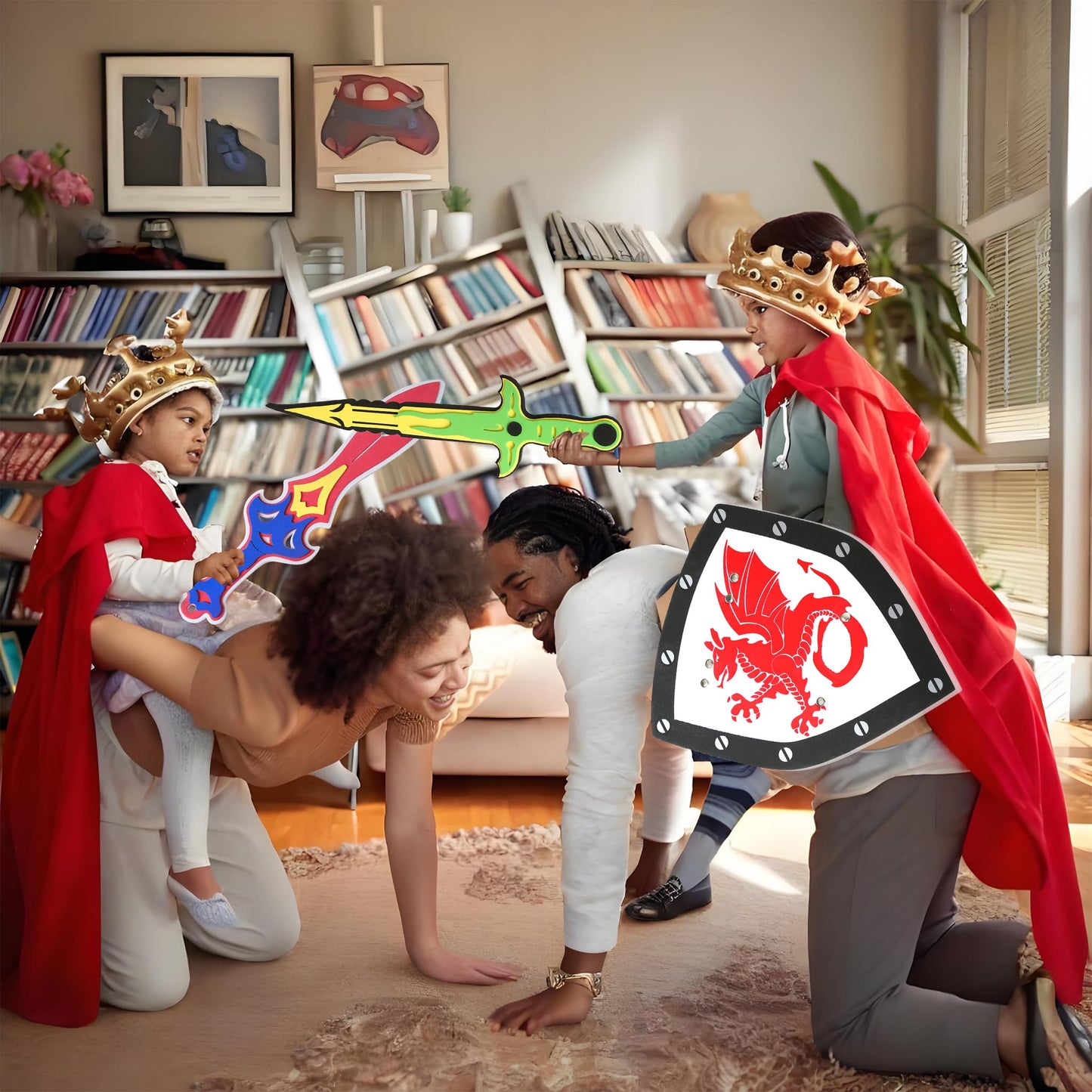 YAYYAY Foam Swords & Shields Play Set – 16-Inch, 5-Piece Kids Weapons