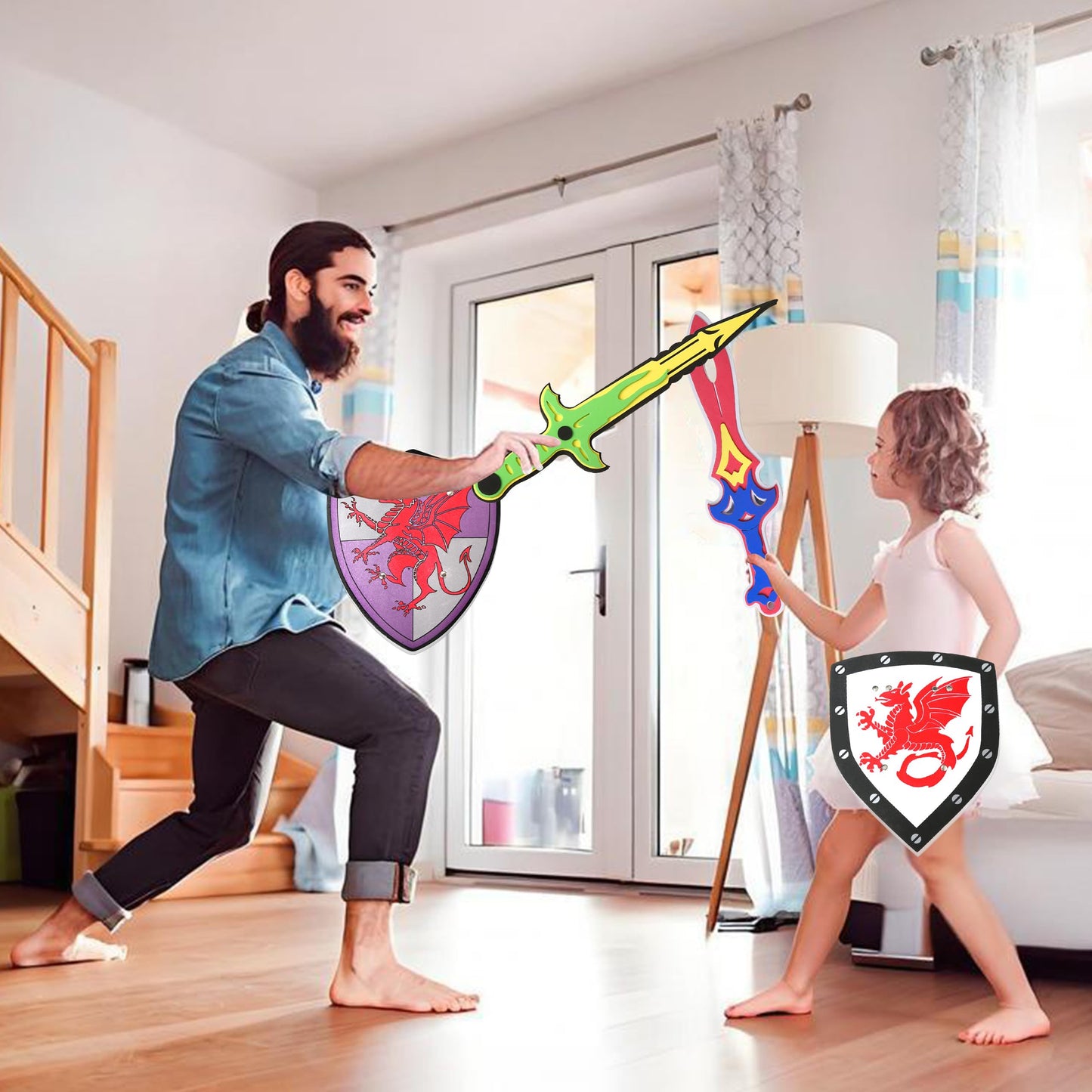 YAYYAY Foam Swords & Shields Play Set – 16-Inch, 5-Piece Kids Weapons