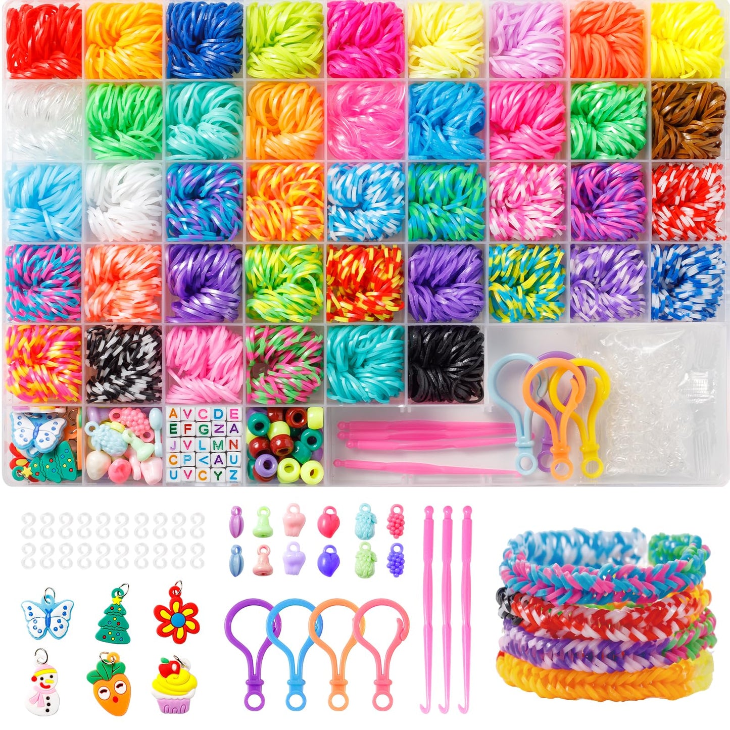 Ybxjges 3600+ Rubber Band Bracelet Kit – Loom Bracelet Making Kit for Kids & Teens