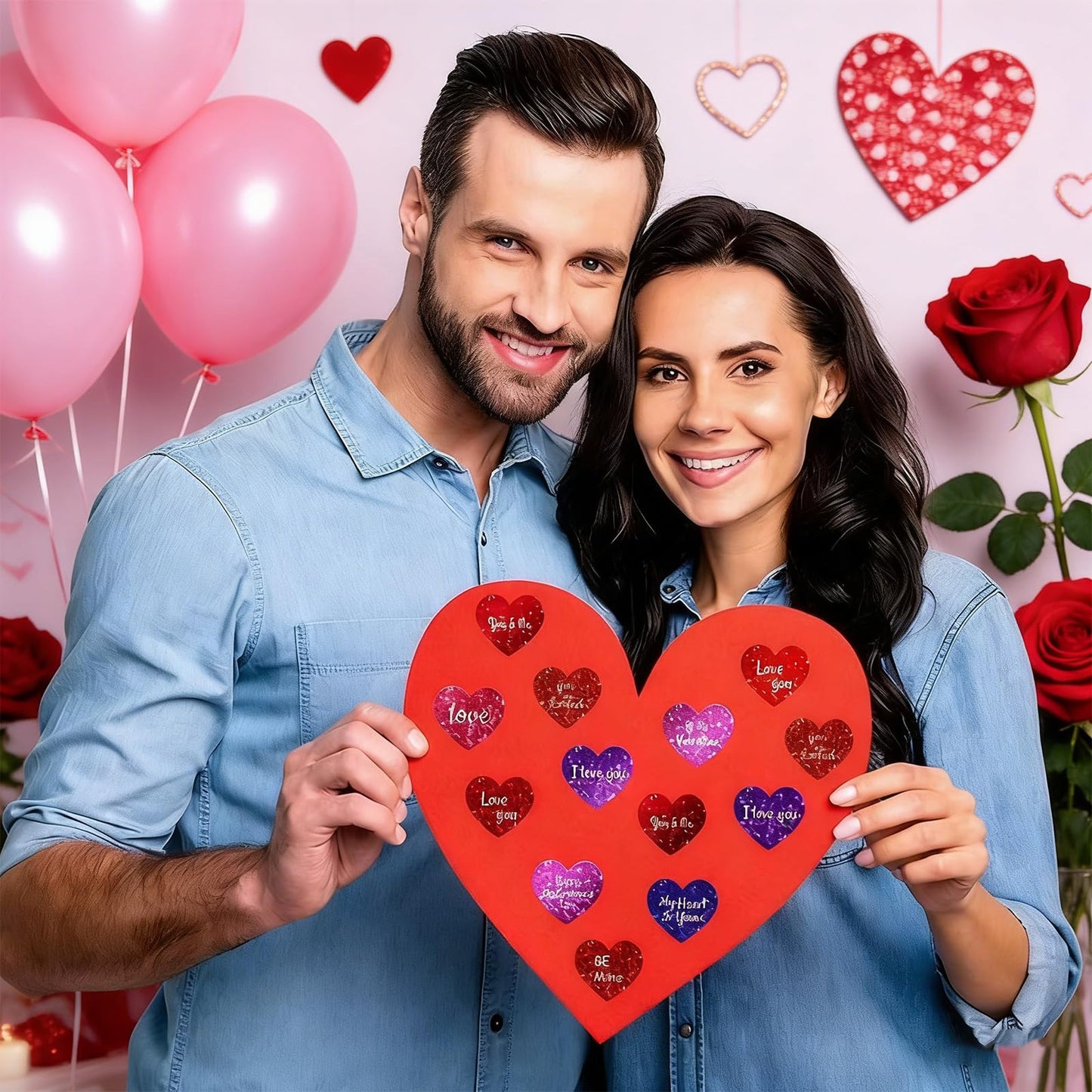Ycfish 500 Pcs Funky Heart Roll Stickers – Valentines Day Red Hearts