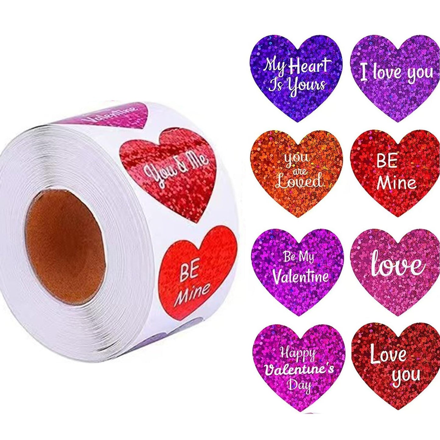 Ycfish 500 Pcs Funky Heart Roll Stickers – Valentines Day Red Hearts