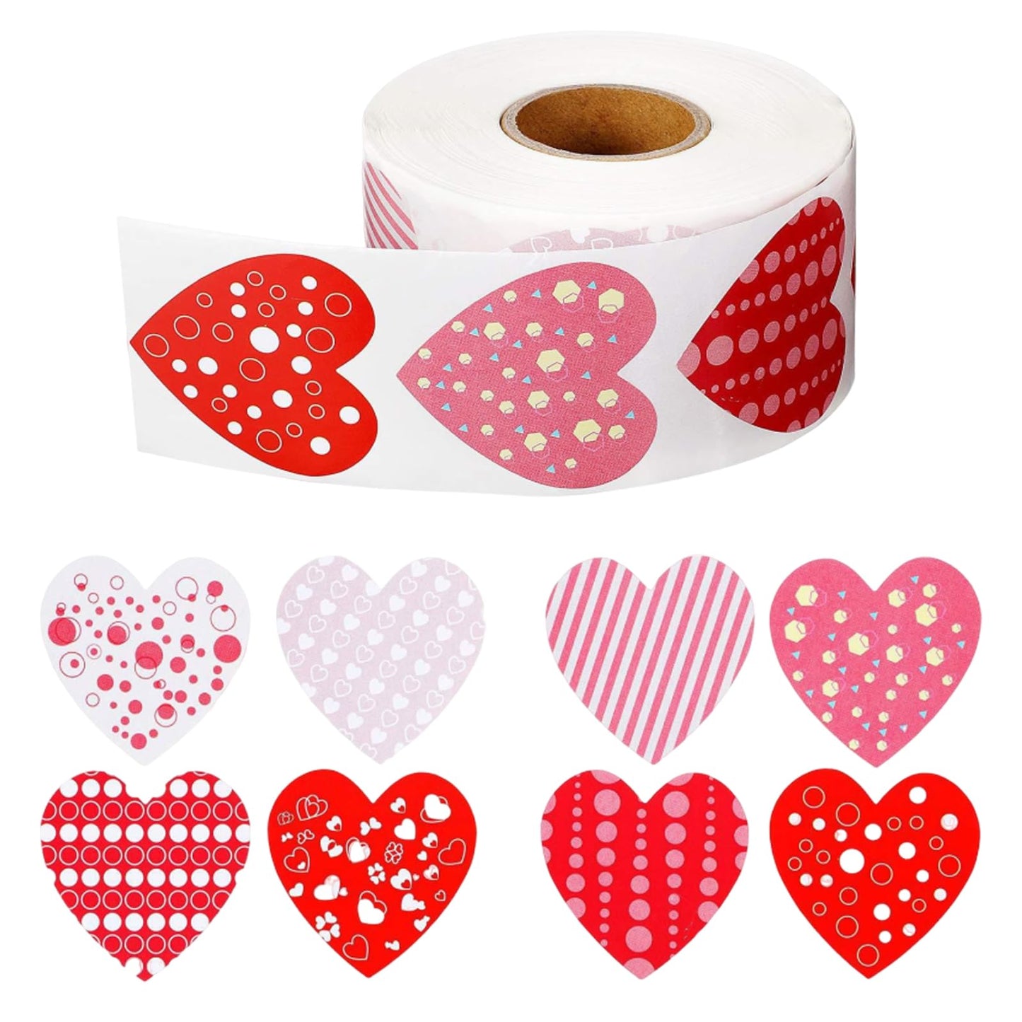 Ycfish 500 Pcs Funky Heart Roll Stickers – Valentine’s Day Love Labels, Red Self-Adhesive Hearts