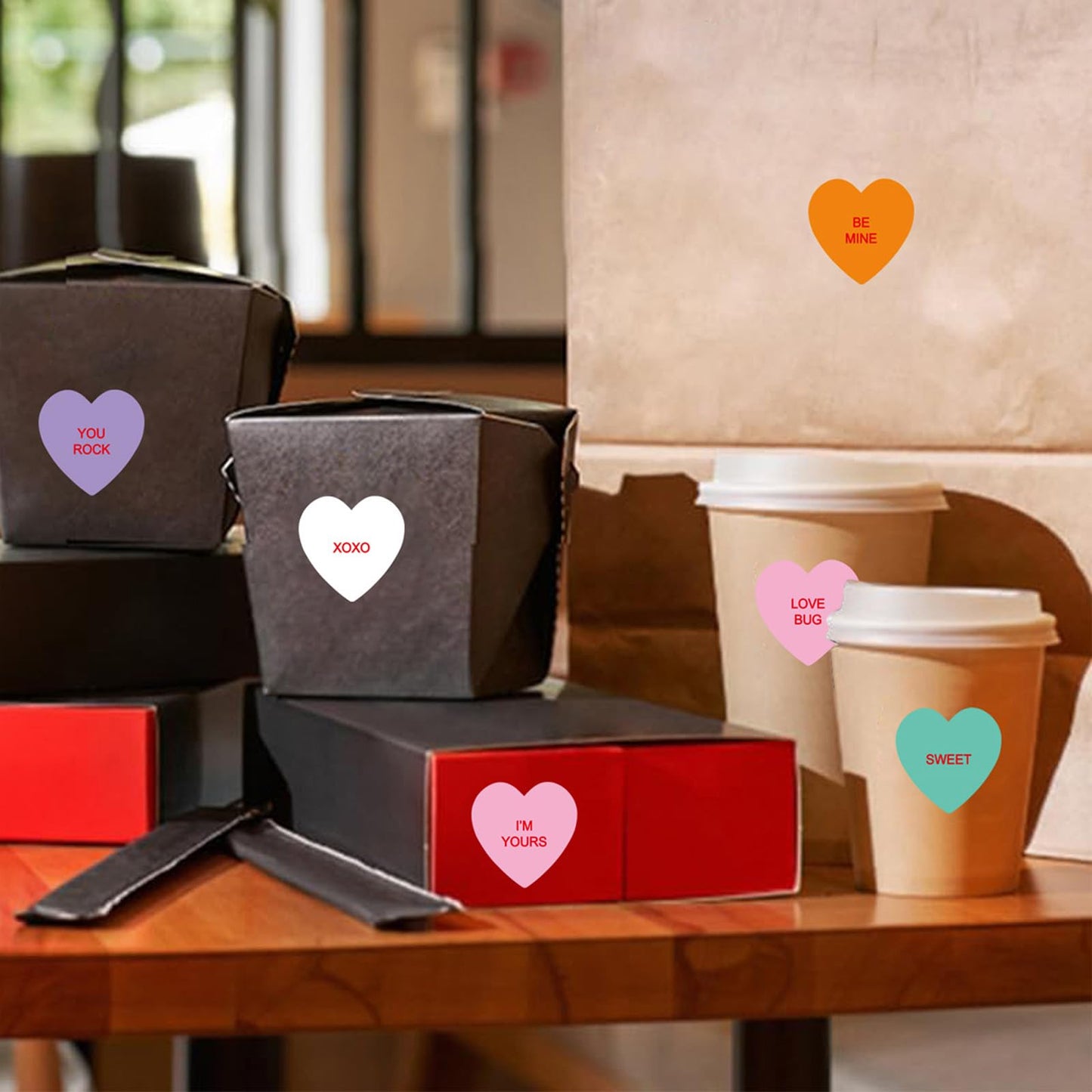 Ycfish 500 Pcs Funky Heart Roll Stickers – Valentine’s Day Love Labels for Gifts & Crafts
