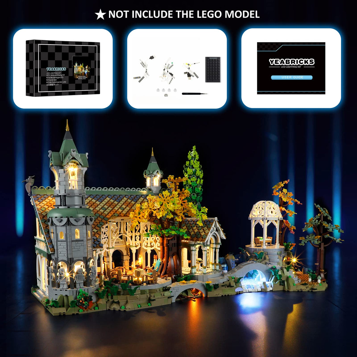 YEABRICKS LED Light Kit for LEGO 10316 Rivendell Model