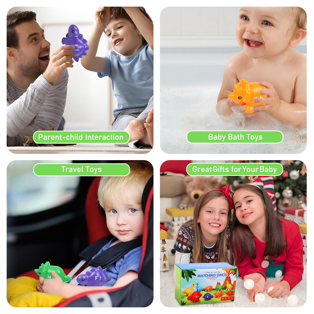 Yeahbof Letters Matching Dinosaur Game – 26 Letters Double-Sided ABC Alphabet for Toddlers and Preschoolers