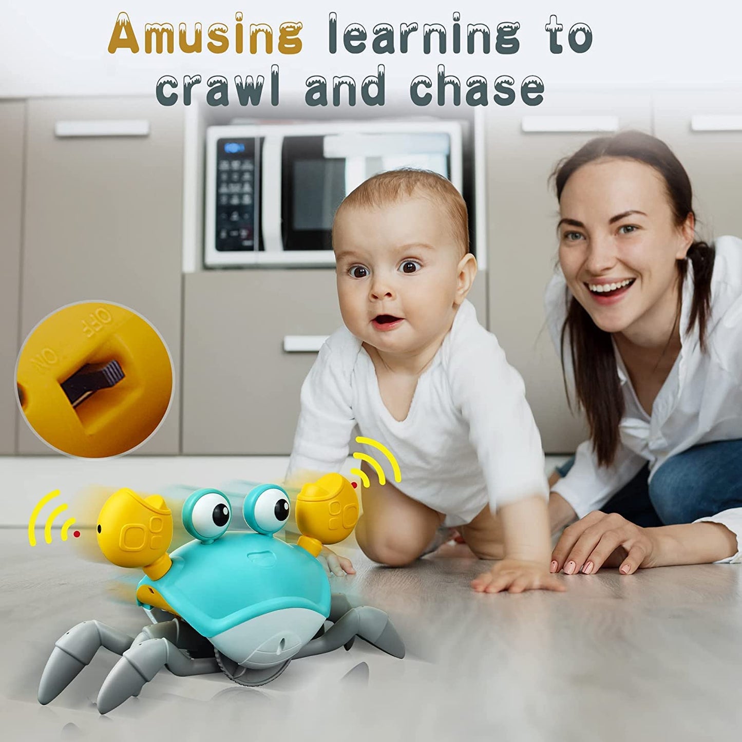 Yeaye Crawling Crab Baby Toy – Tummy Time, Music & Sideways Crawling for 0–36 Months