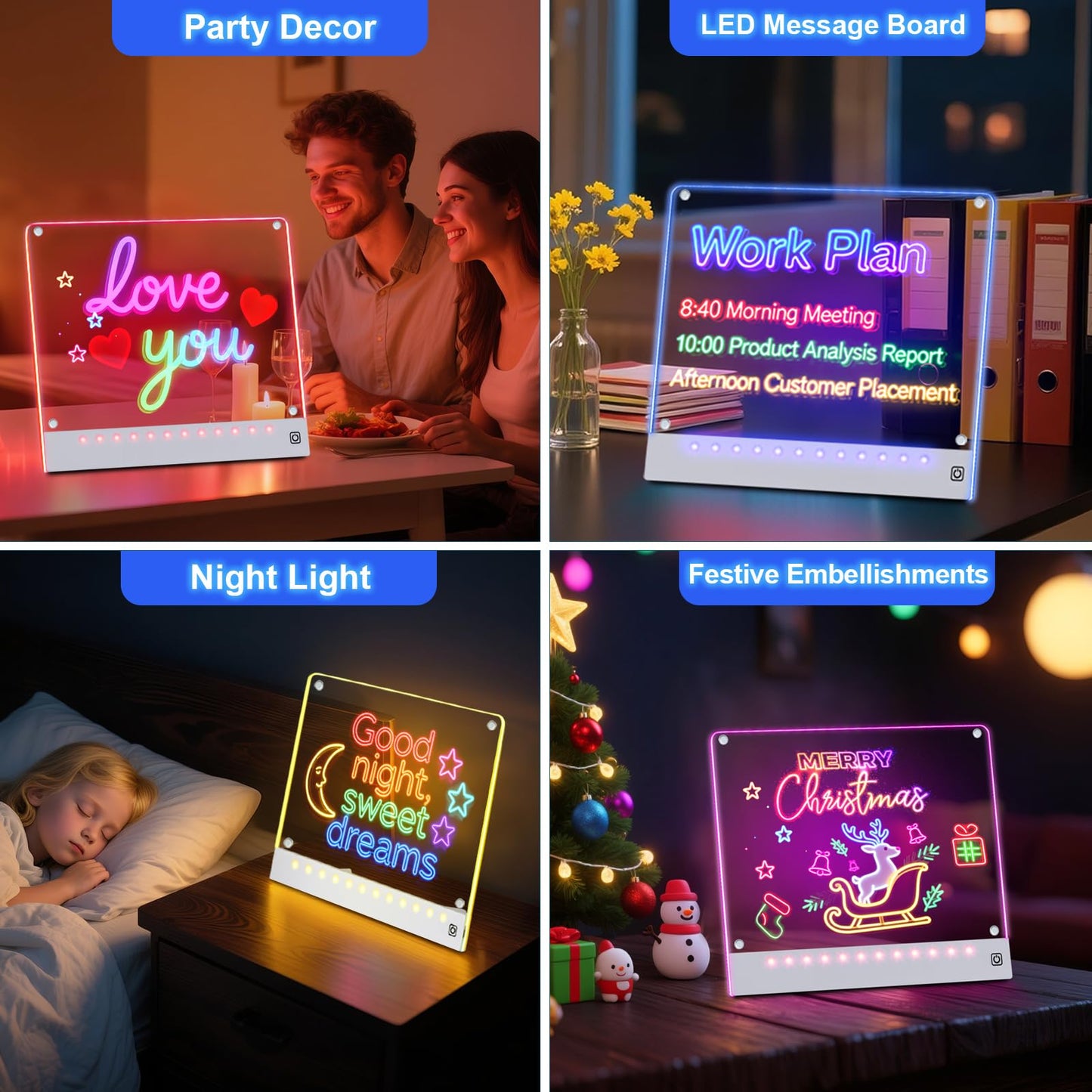 Yecuip Lumi Board 2-Pack: Rechargeable LED Drawing Boards for Kids with Tracing Pages