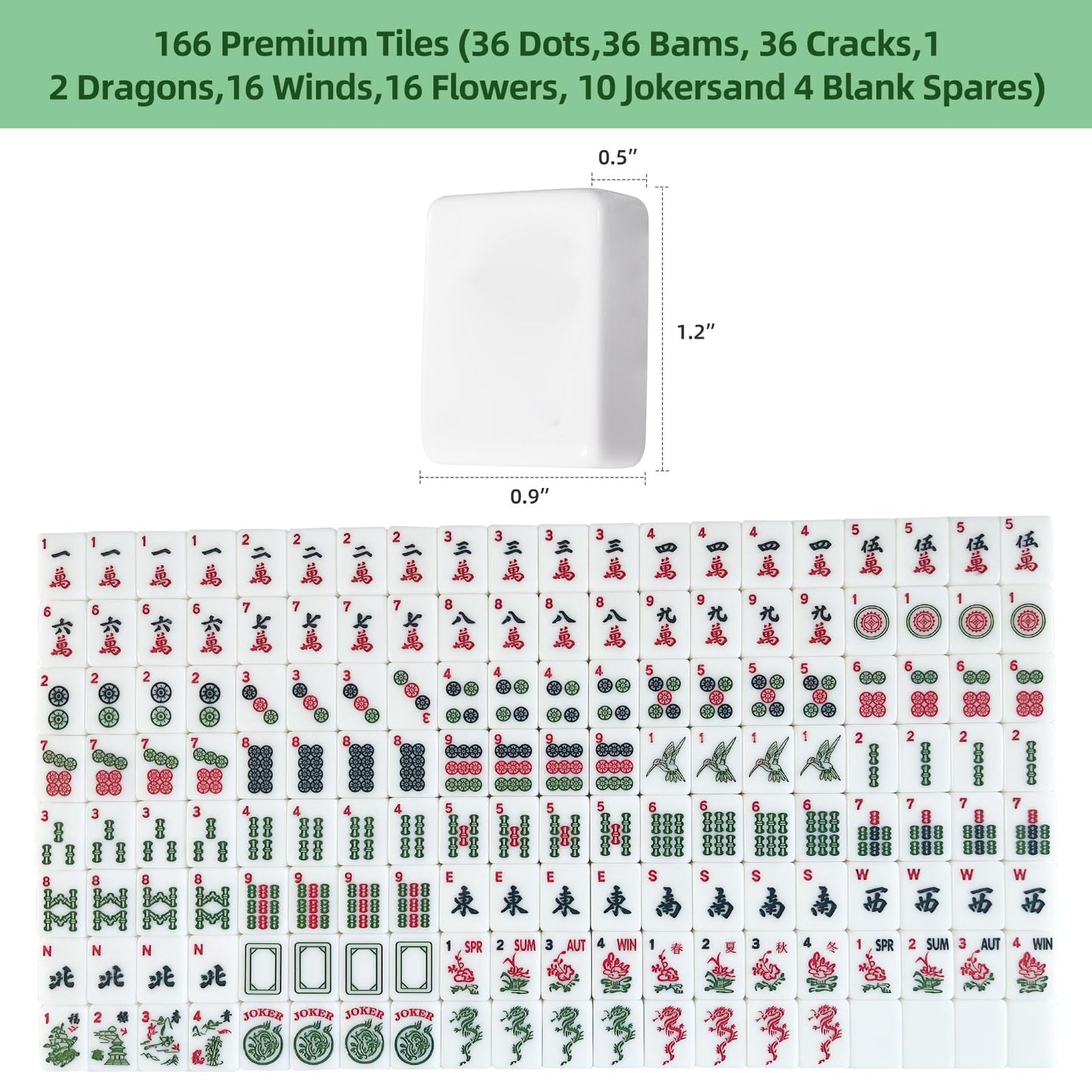 Yedadi American Mahjong Tile Set – 166 Tiles, 4 Racks, Carry Bag, 2025 Ready