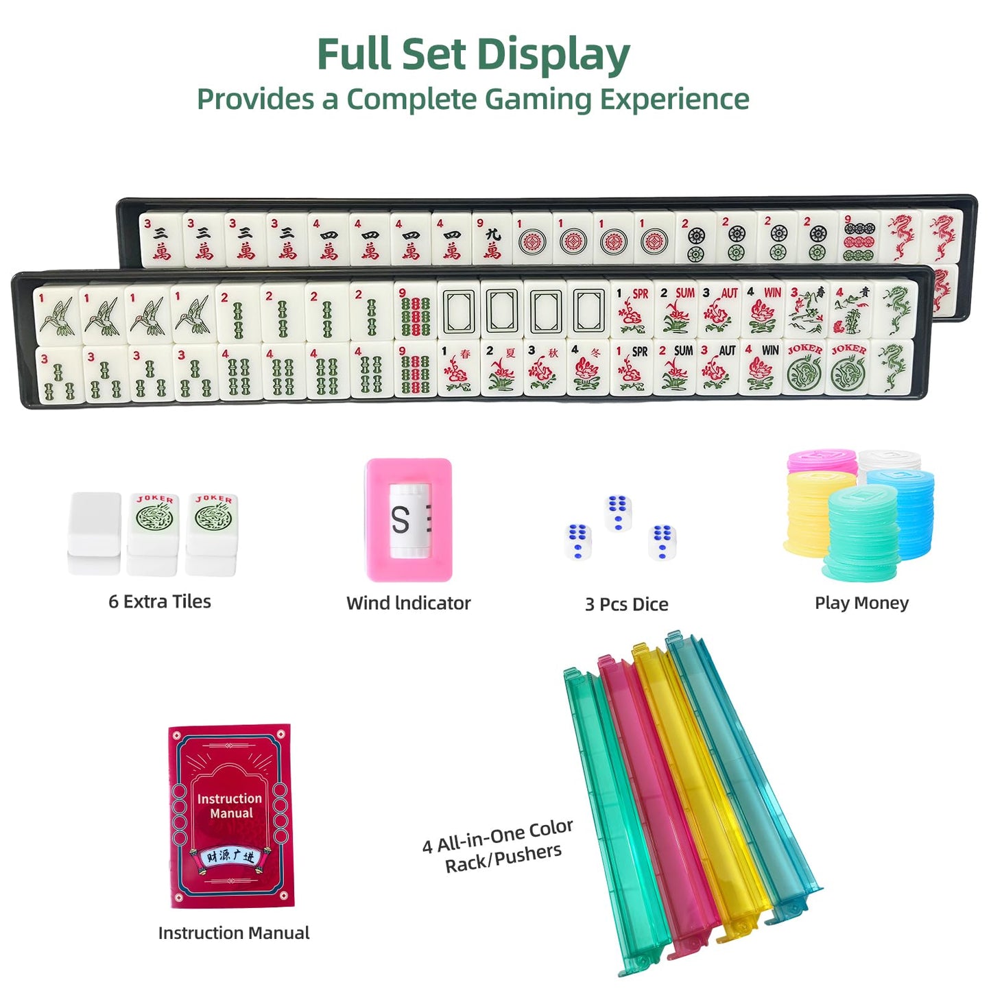 Yedadi American Mahjong Tile Set – 166 Tiles, 4 Racks, Carry Bag, 2025 Ready