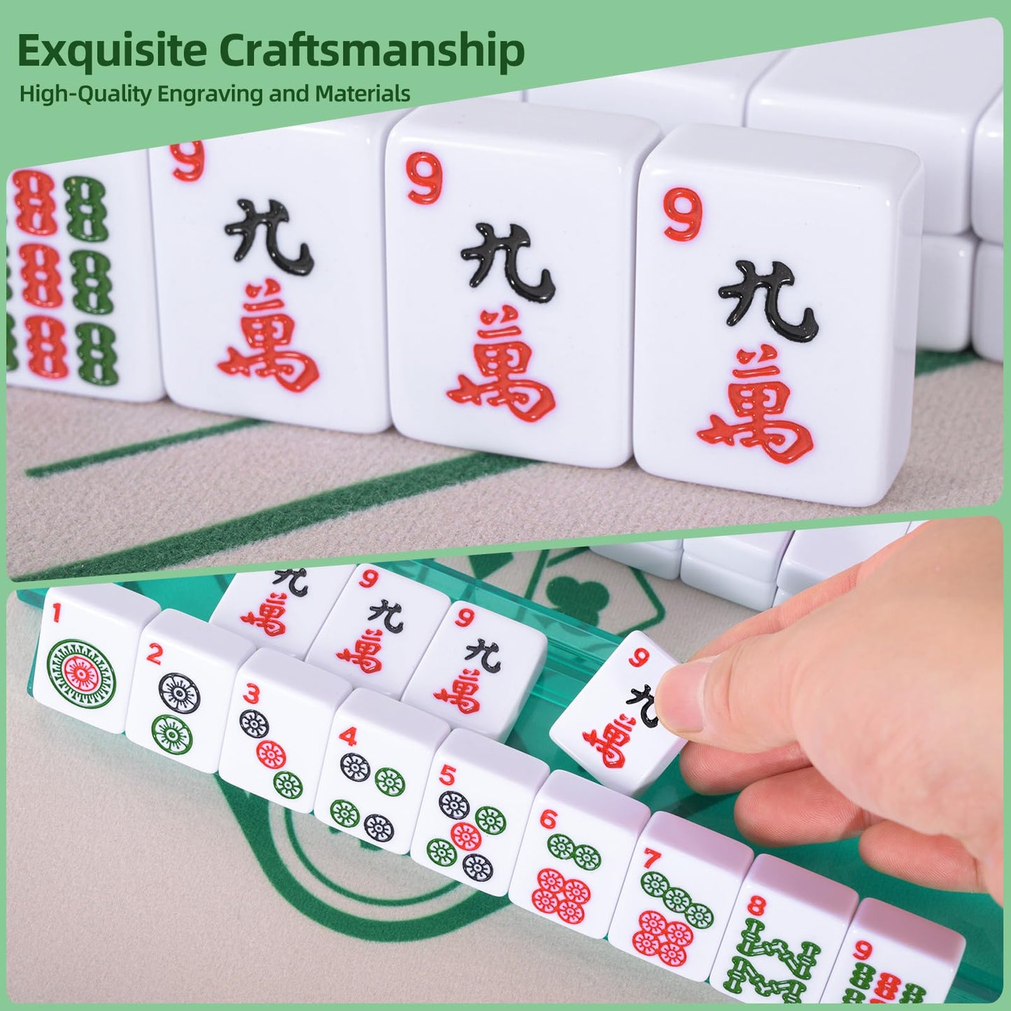Yedadi American Mahjong Tile Set – 166 Tiles, 4 Racks, Carry Bag, 2025 Ready