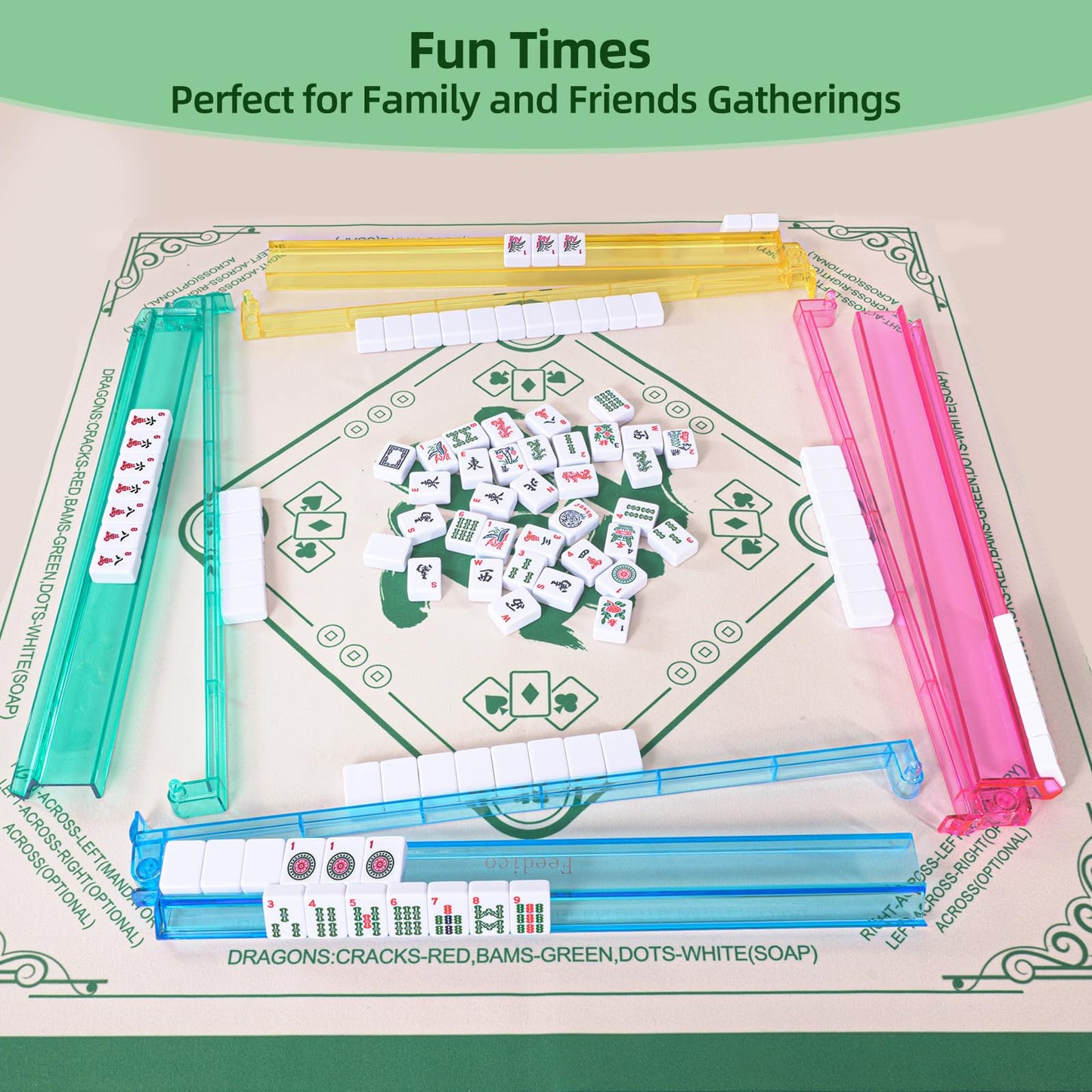 Yedadi American Mahjong Tile Set – 166 Tiles, 4 Racks, Carry Bag, 2025 Ready
