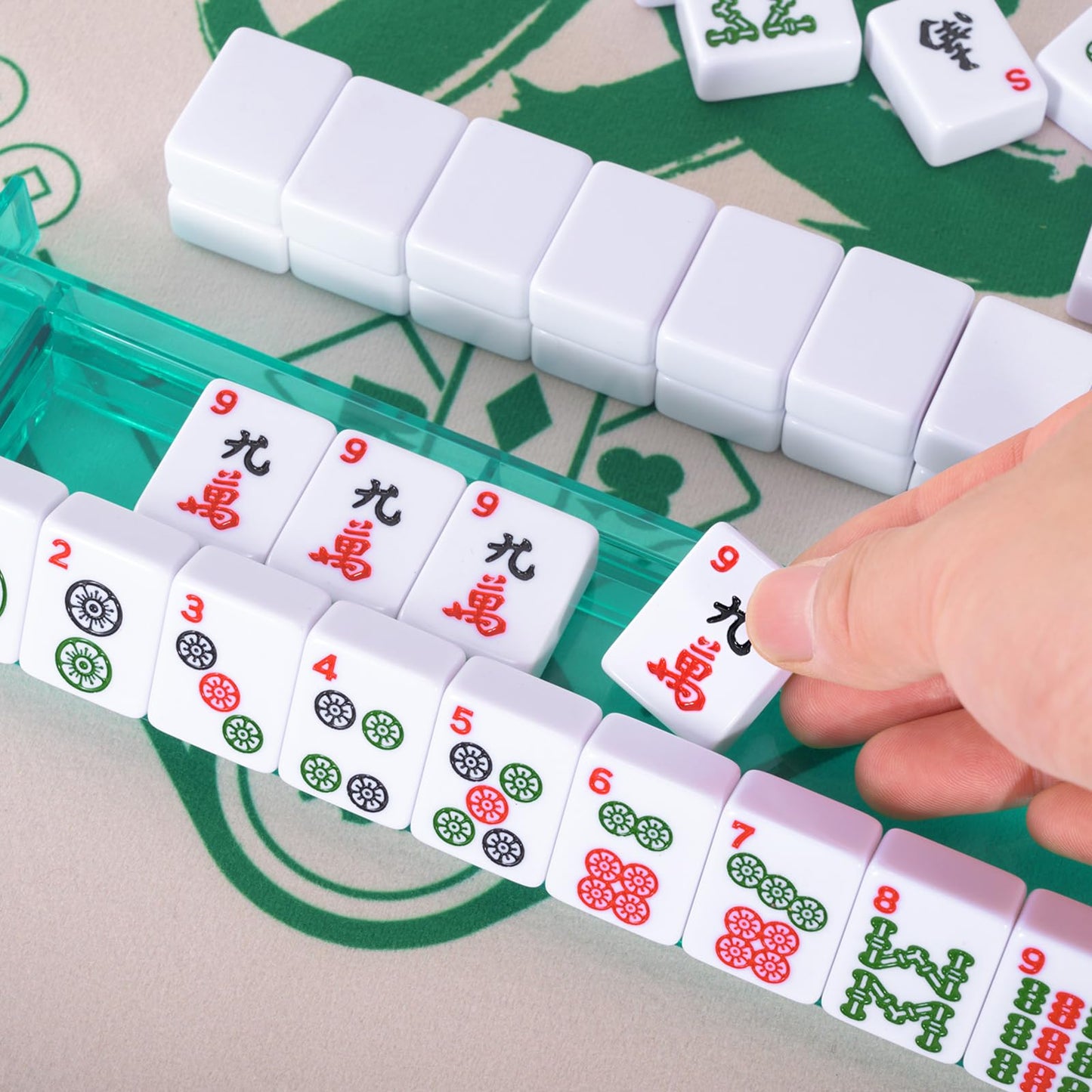 Yedadi Mahjong Tile Set – 166 White Tiles, 4-in-1 Racks, Dice & Chips | American Mahjong