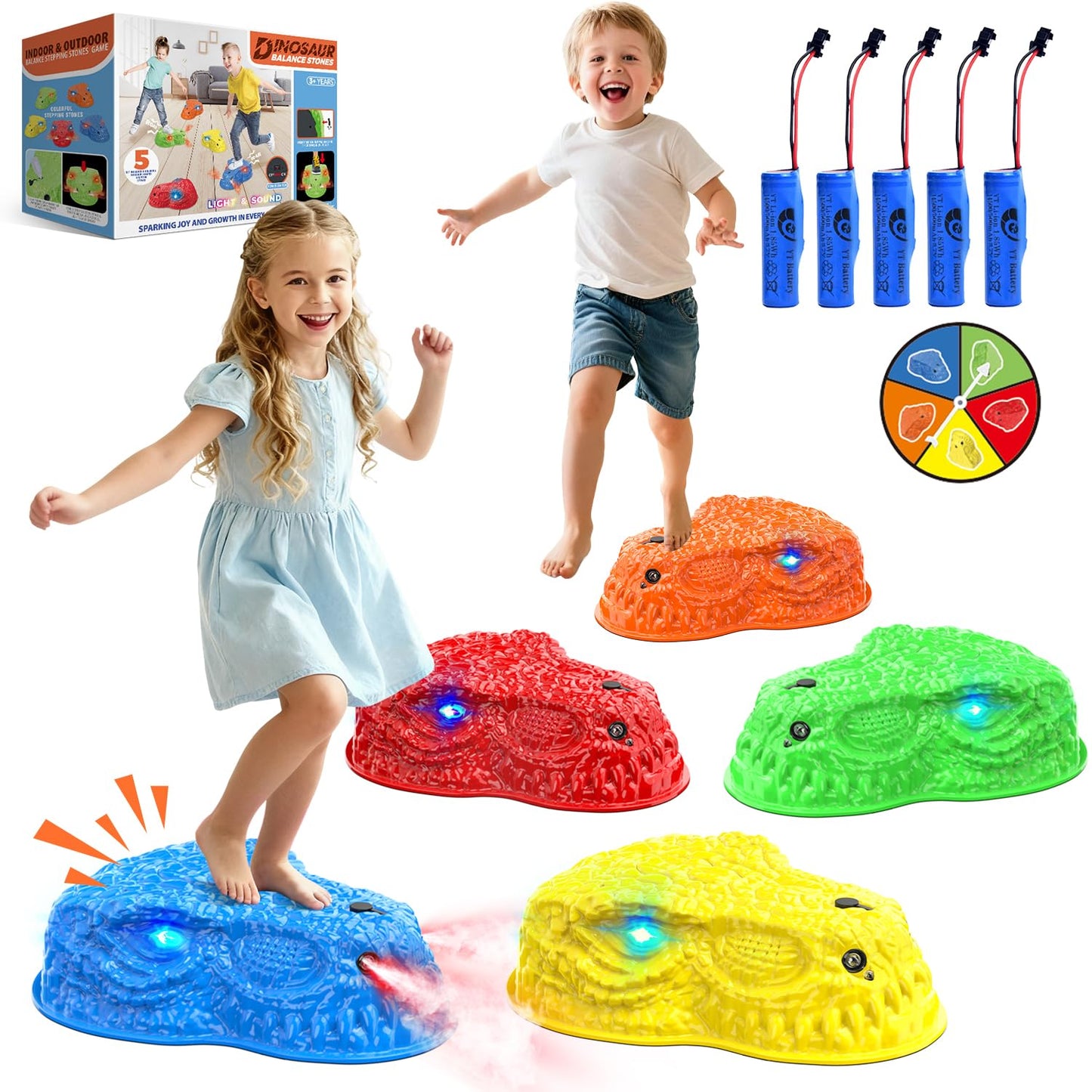YEE BY ONE Dinosaur Stepping Stones — Mist, Roar & Lights for Kids 3-5