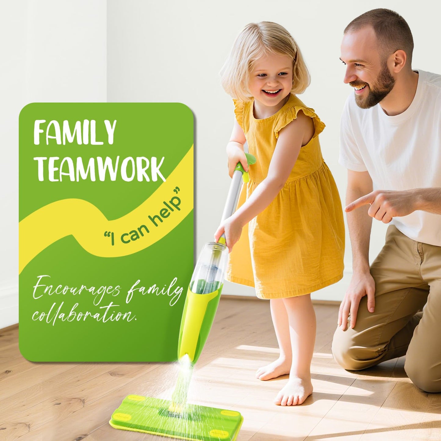 Yeeammk Toddler Spray Mop – Mini Cleaning Toy with Real Spray for Toddlers