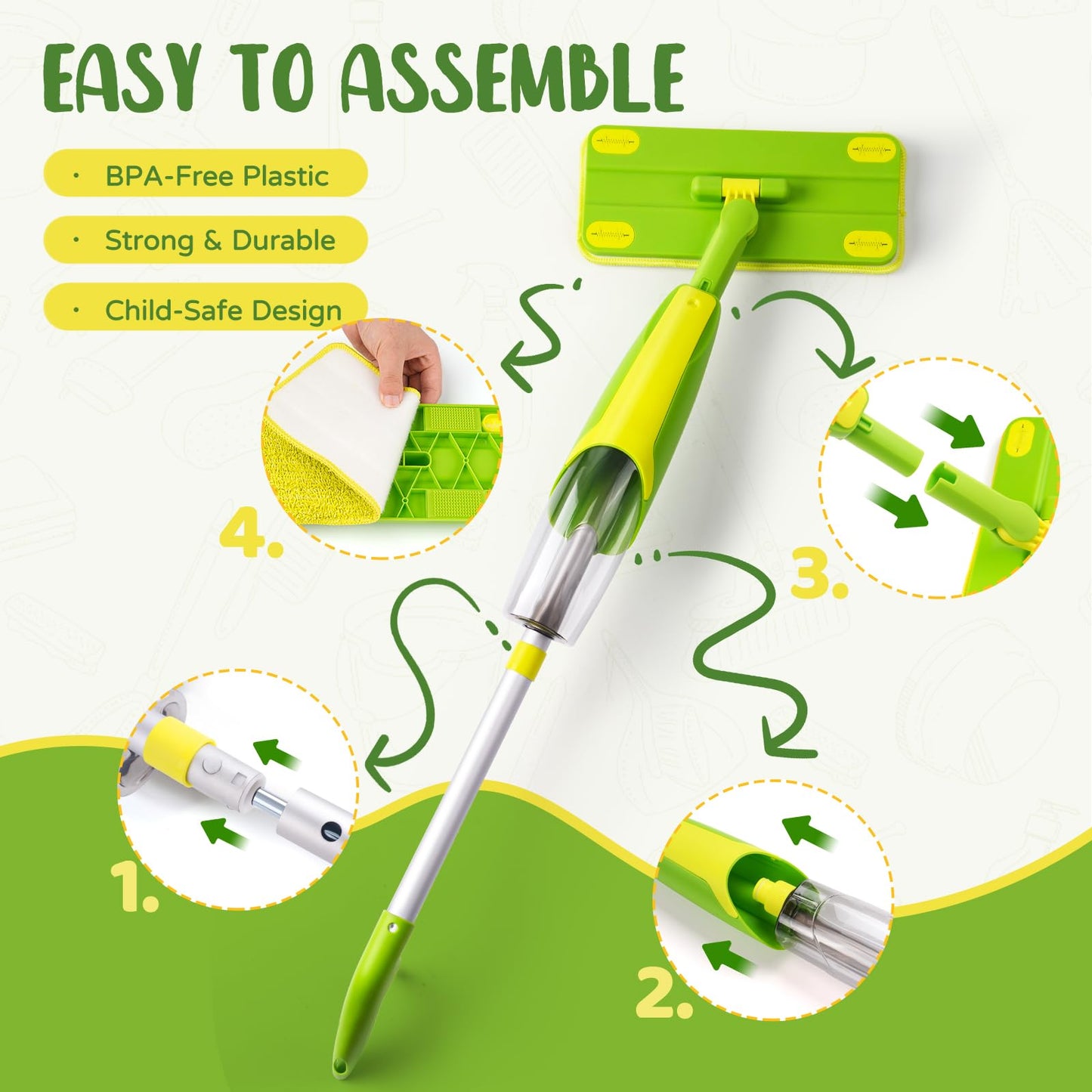 Yeeammk Kids Cleaning Toy Set – Mini Spray Mop, Toddler Broom & Dustpan for Pretend Play | Montessori Gift for Ages 3+