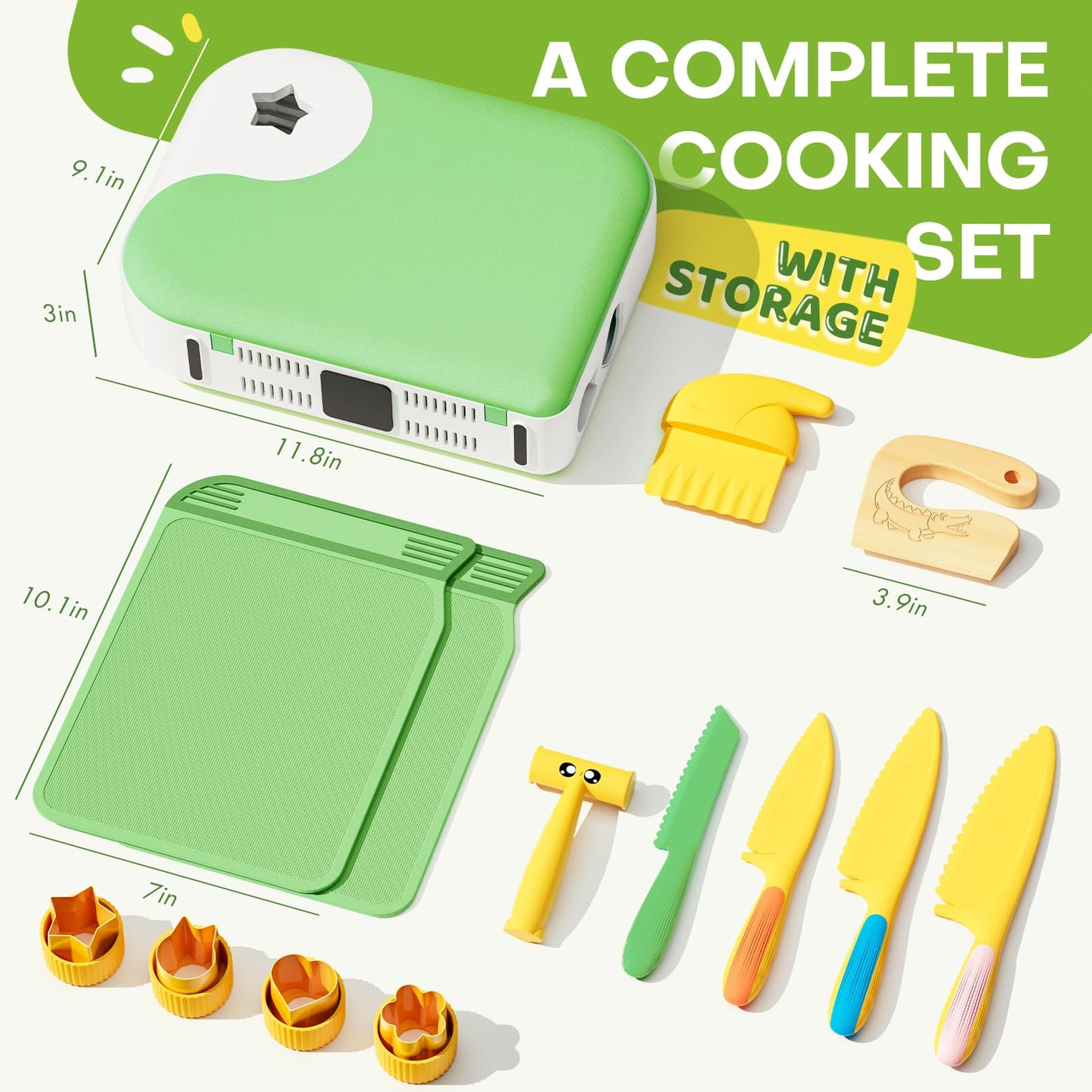 Yeeammk Toddler Cooking Set with Storage Box – Safe PP Kitchen Tools for Real Cooking