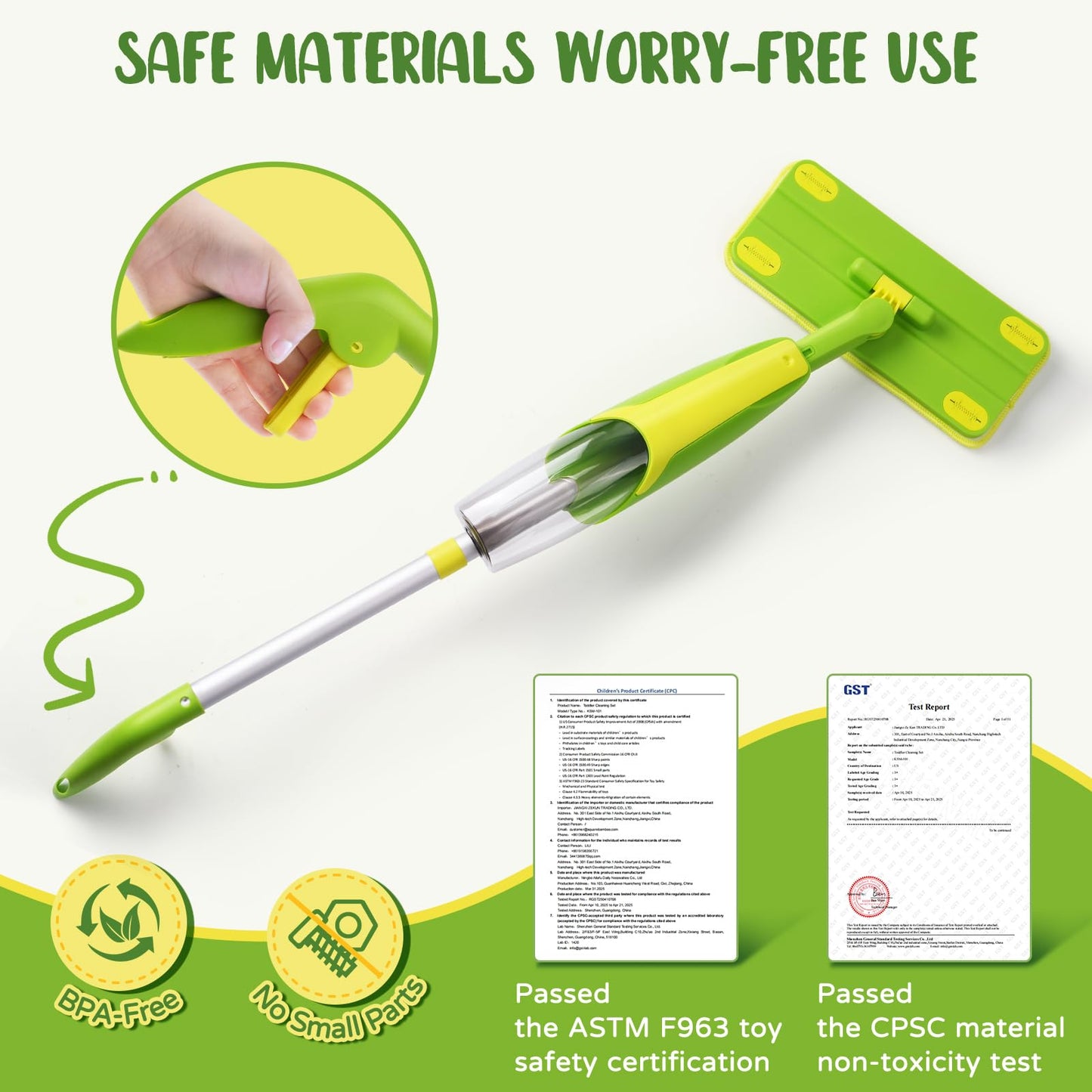 Yeeammk Toddler Spray Mop – Mini Cleaning Toy with Real Spray for Toddlers