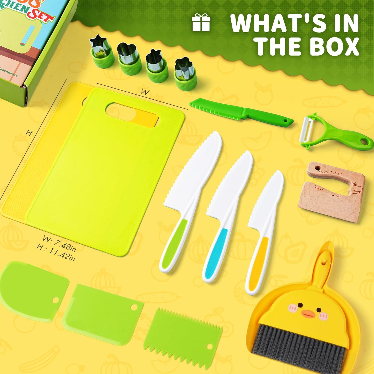Yeeammk Kids Kitchen Tools – 19-Piece Montessori Toddler Chef Set