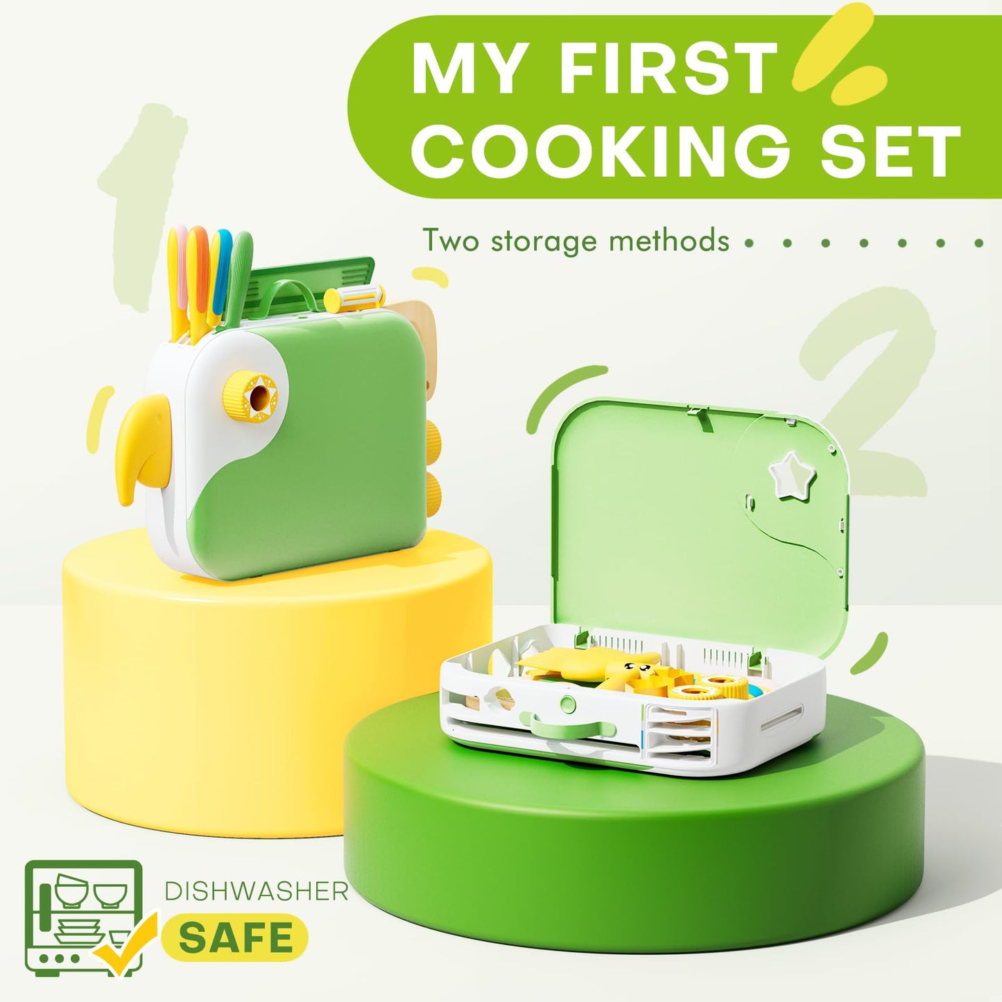 Yeeammk Toddler Cooking Set with Storage Box – Safe PP Kitchen Tools for Real Cooking