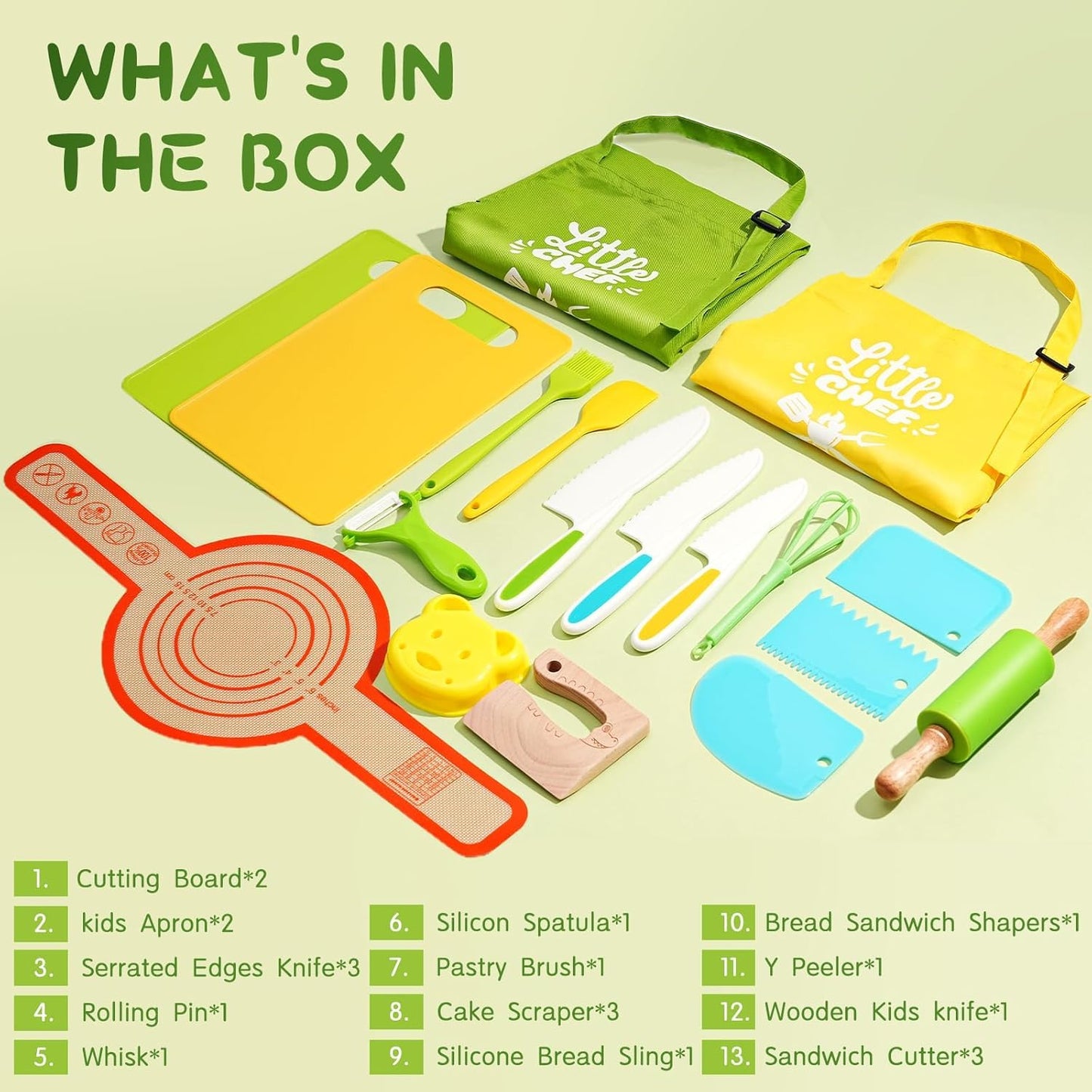 Yeeammk Montessori Kitchen Tools for Toddlers — 21pc Kids Cooking Set