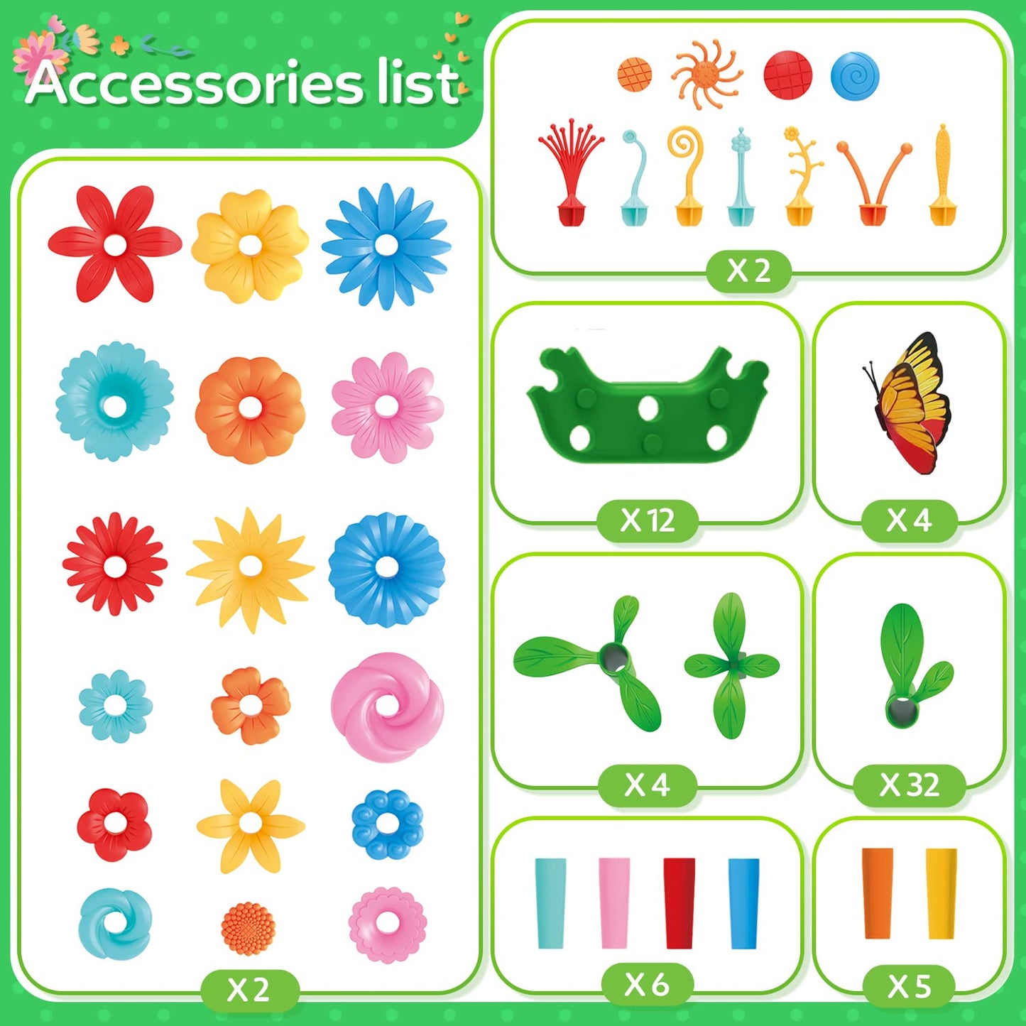 YEEBAY Flower Garden Building Toys – 148-Piece STEM Kit for Girls Aged 3-7