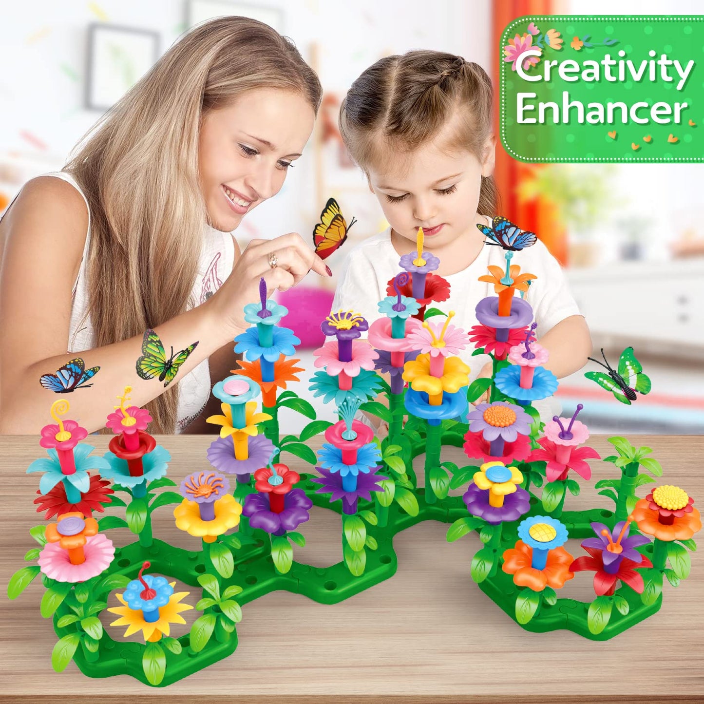 YEEBAY Flower Garden Building Toys – 148-Piece STEM Kit for Girls Aged 3-7
