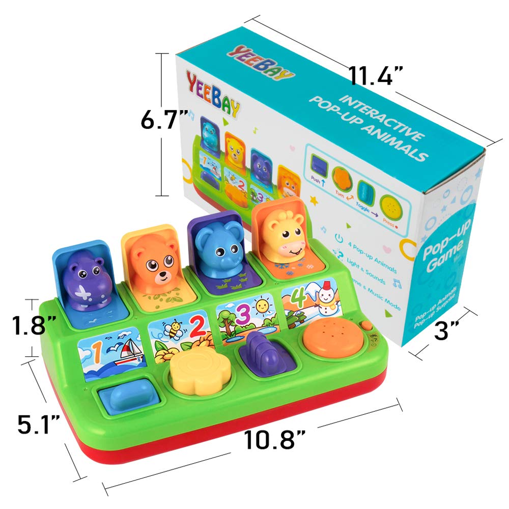 YEEBAY Interactive Pop-Up Animals Toy – Music & Sounds for Toddlers