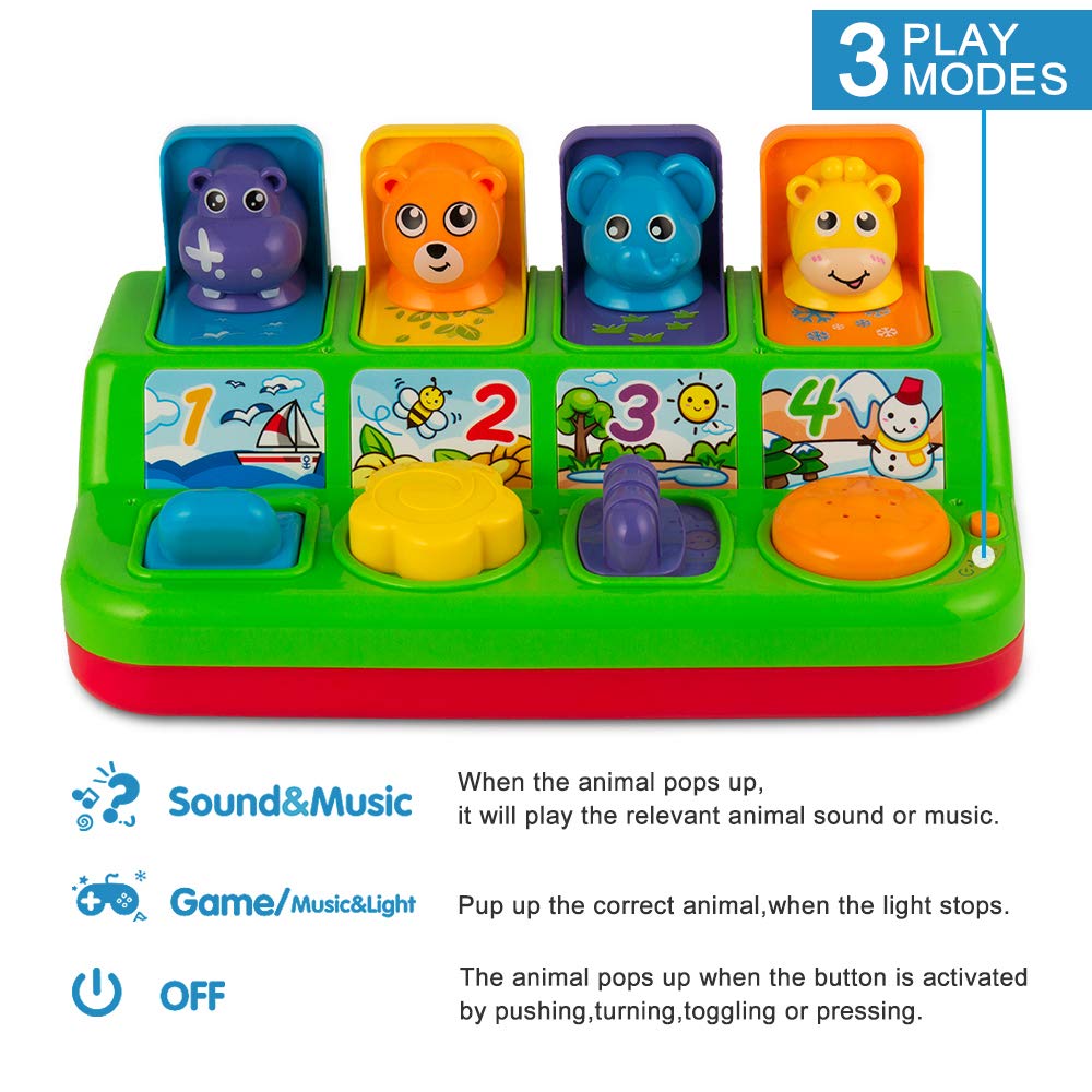 YEEBAY Interactive Pop-Up Animals Toy – Music & Sounds for Toddlers