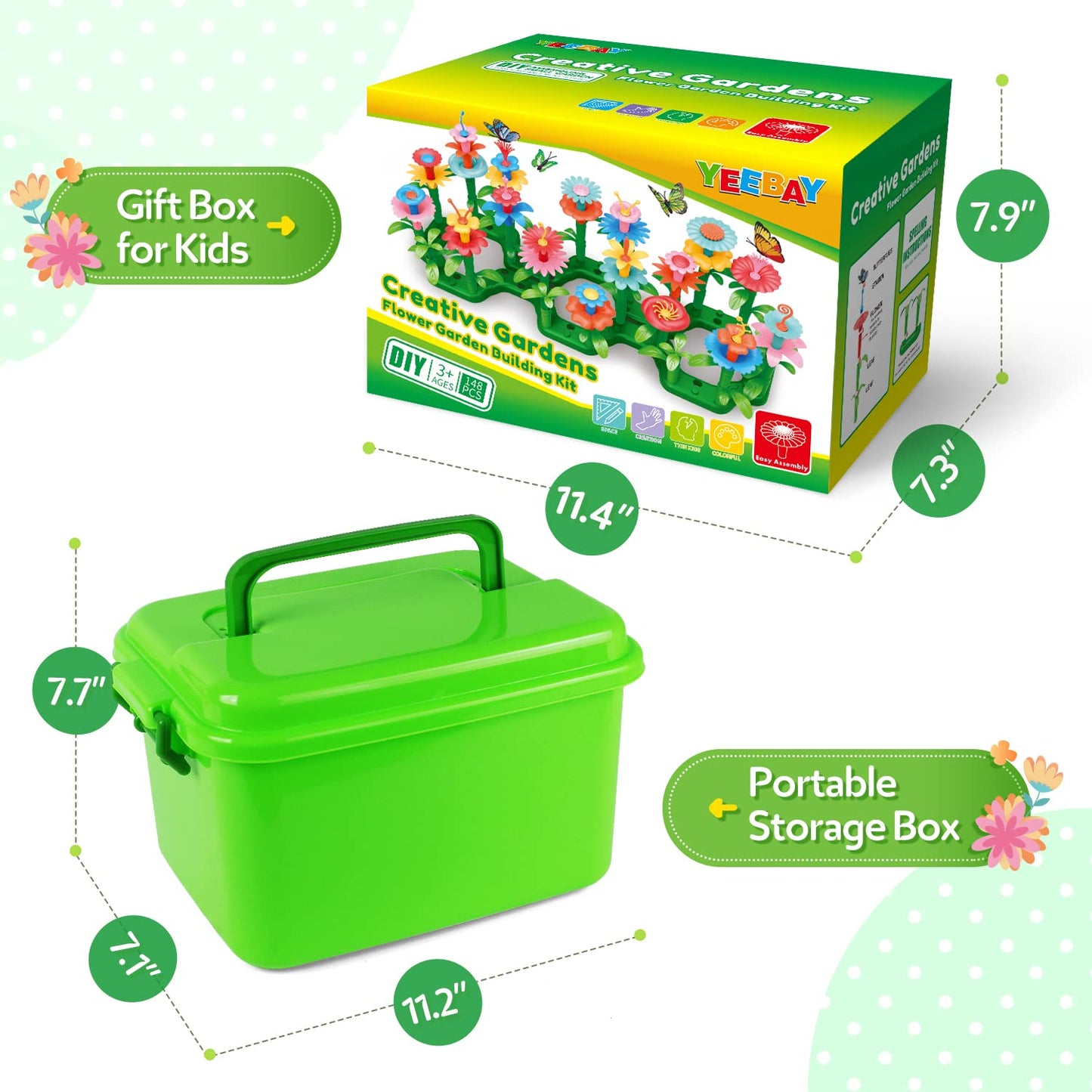 YEEBAY Flower Garden Building Toys – 148-Piece STEM Kit for Girls Aged 3-7