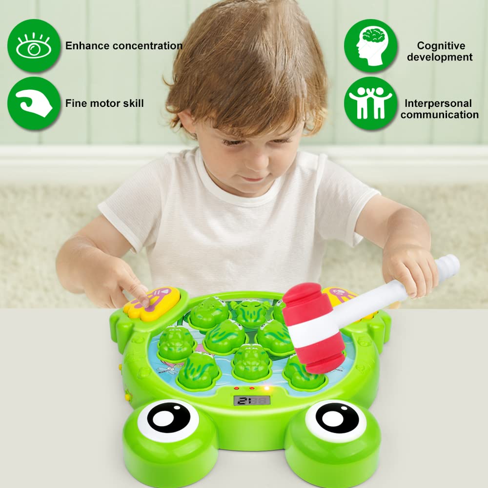 YEEBAY Whack A Frog Game with 2 Hammers – Toddler Development Toy for Kids Aged 2+