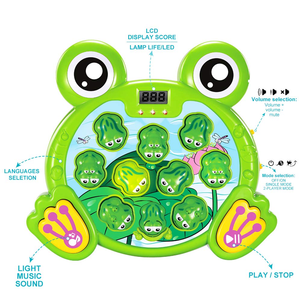 YEEBAY Whack A Frog Game with 2 Hammers – Toddler Development Toy for Kids Aged 2+