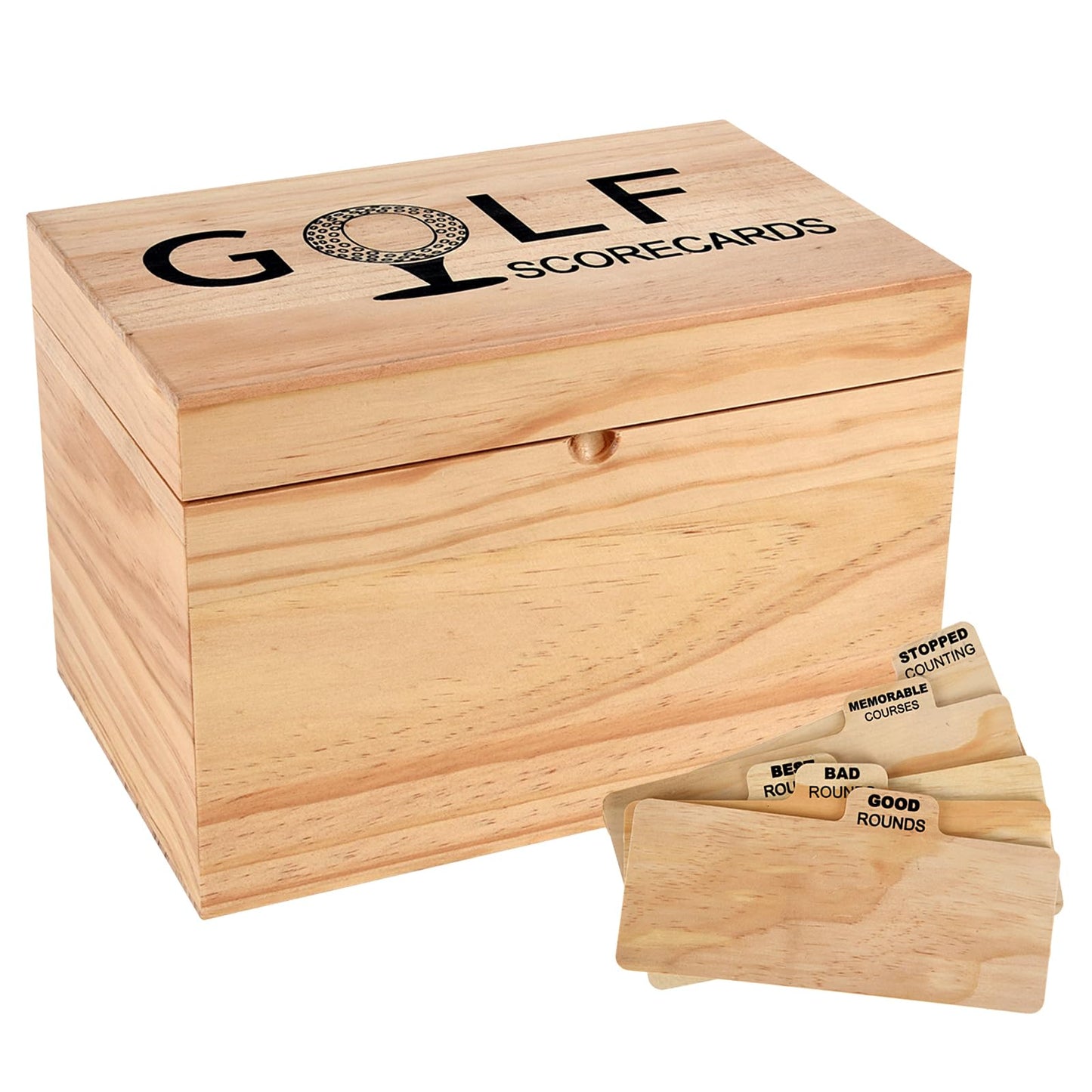 YeeBeny Golf Scorecard Collection Box with 5 Wooden Dividers – Keepsake Storage