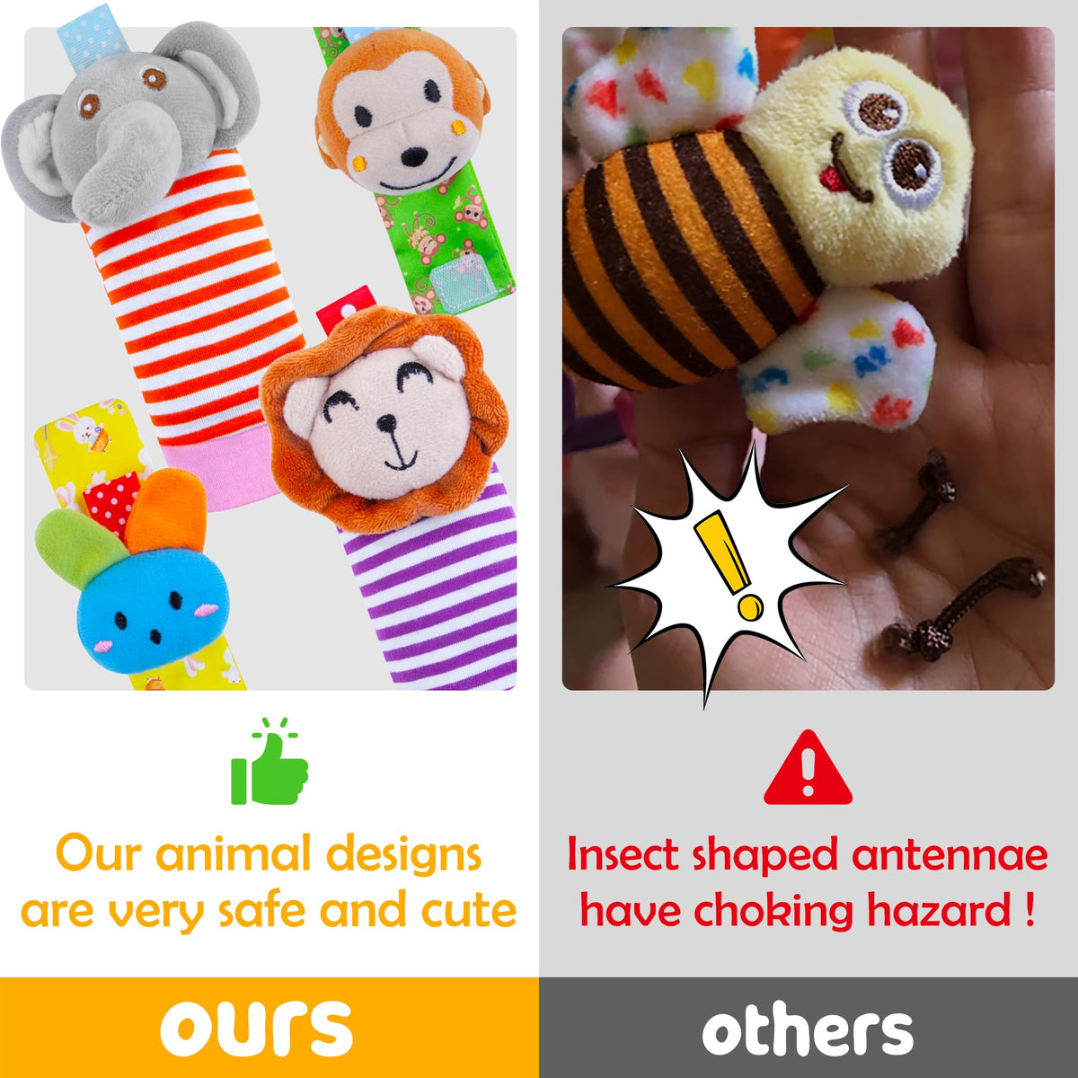Yeeeasy Baby Rattle Socks & Wrist Strap Set – 100% Cotton Infant Toys for 0–12 Months