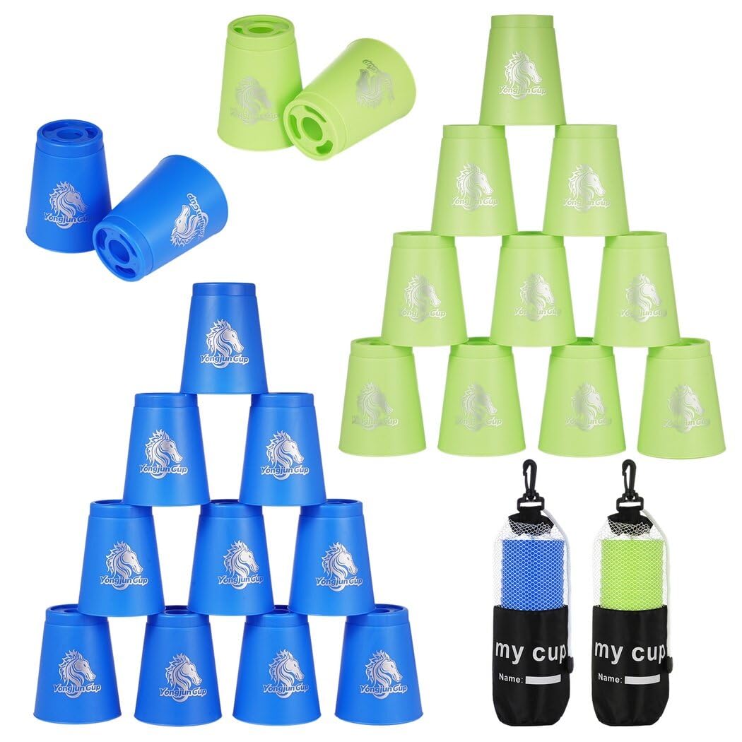 yeesport 24 Pcs Sport Stacking Cups — Family Fun, Blue & Green