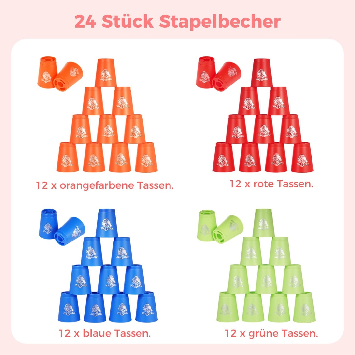 yeesport 48 Pcs Sport Stacking Cups | Family-friendly Speed Stacking Game for Kids & Adults