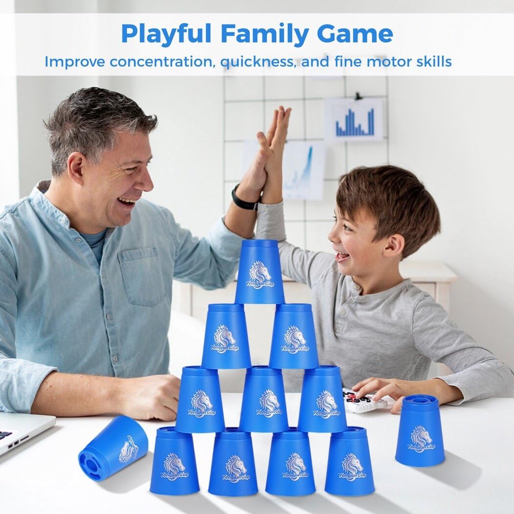 yeesport 24 Pcs Sport Stacking Cups — Family Fun, Blue & Green