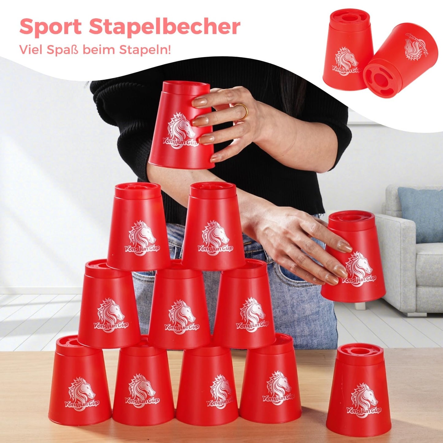 yeesport 48 Pcs Sport Stacking Cups | Family-friendly Speed Stacking Game for Kids & Adults
