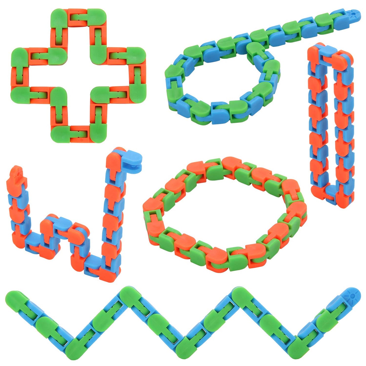Yeetec 6 Pack Wacky Tracks — Snap & Click Fidget Toys for Focus & Fun
